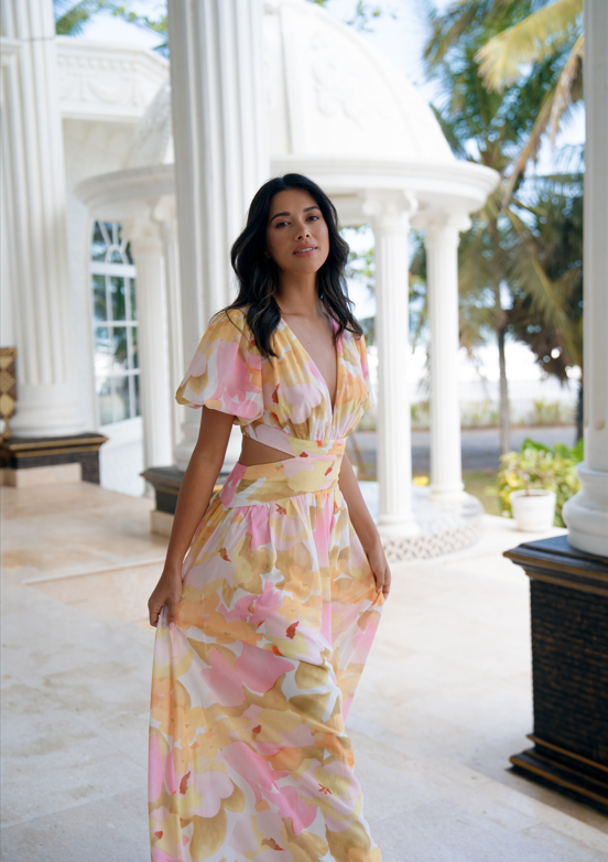 Bella Puff Sleeve Print Midi Dress