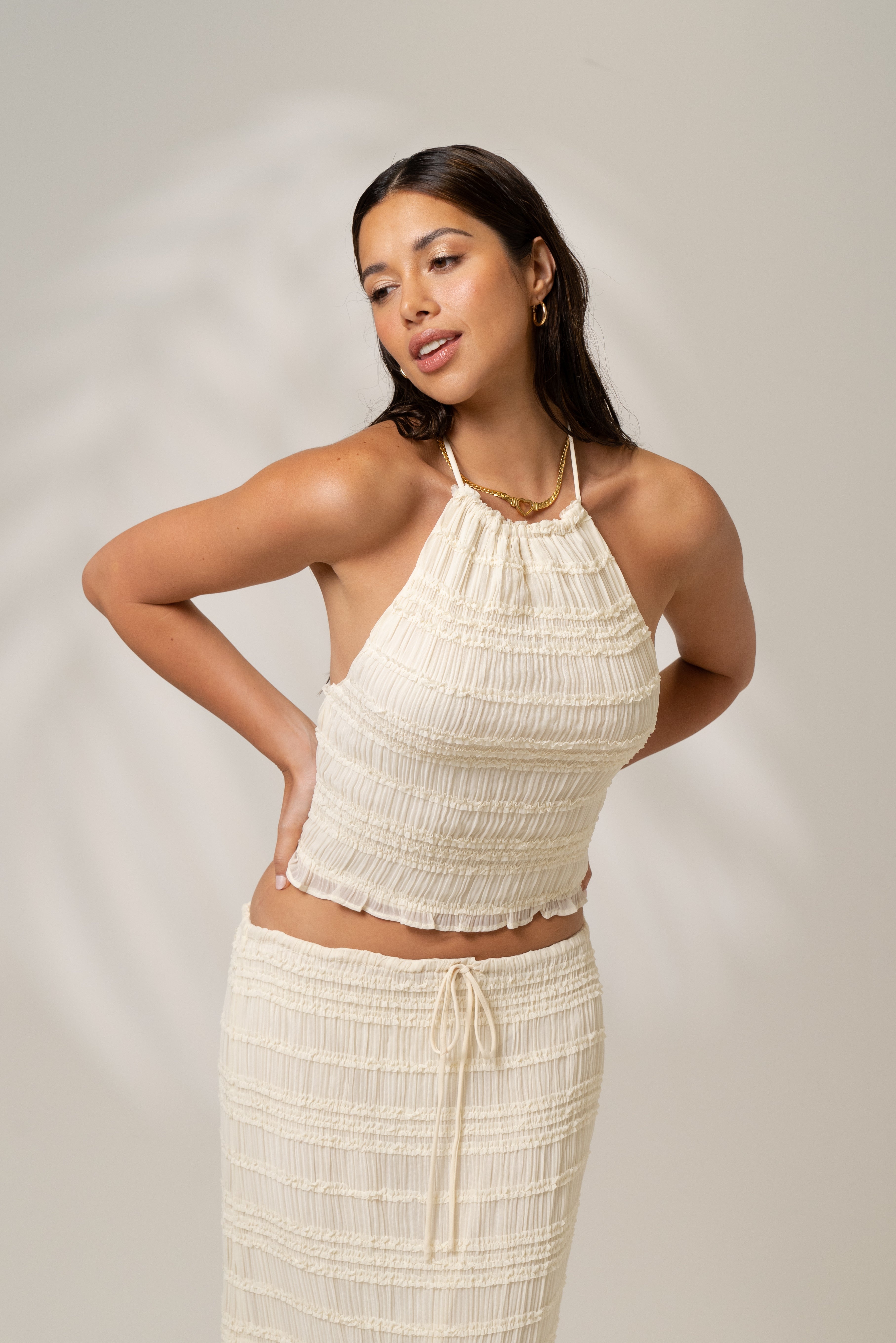 Aimee Two Piece Halter Top & Skirt Set