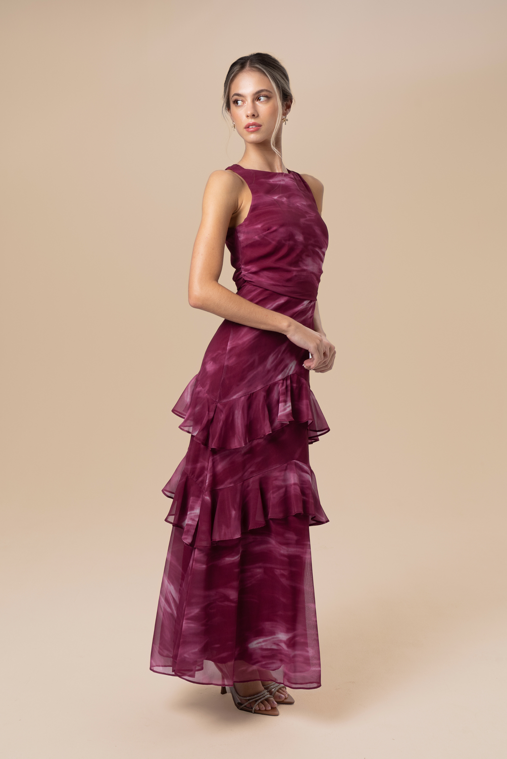 Alira Mauve Ruffle Cocktail Dress