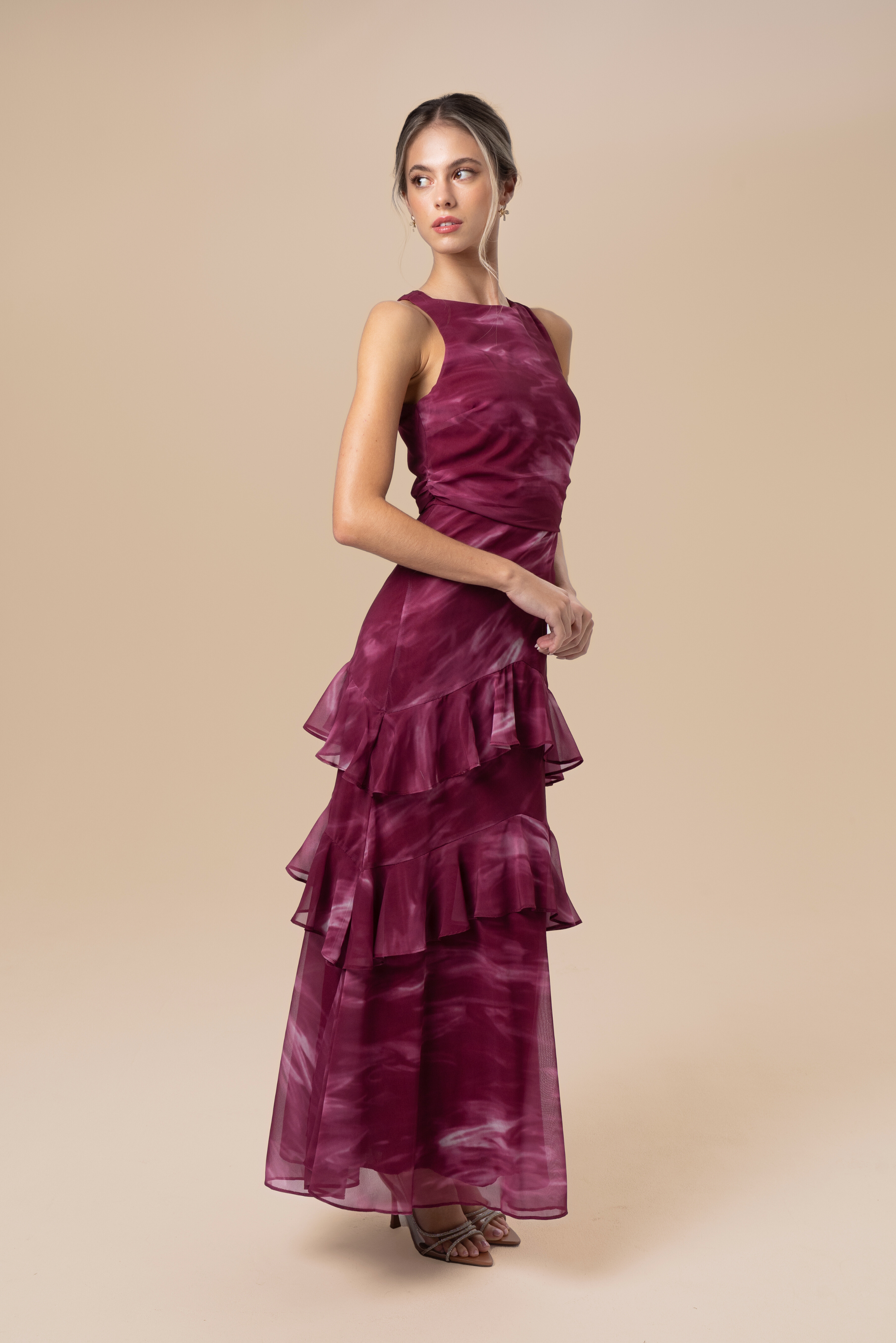 Alira Mauve Ruffle Cocktail Dress