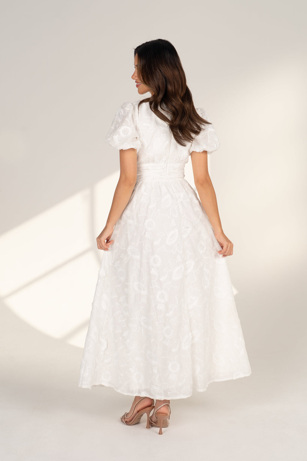 Alissa Puff Sleeve Button Down Midi Dress