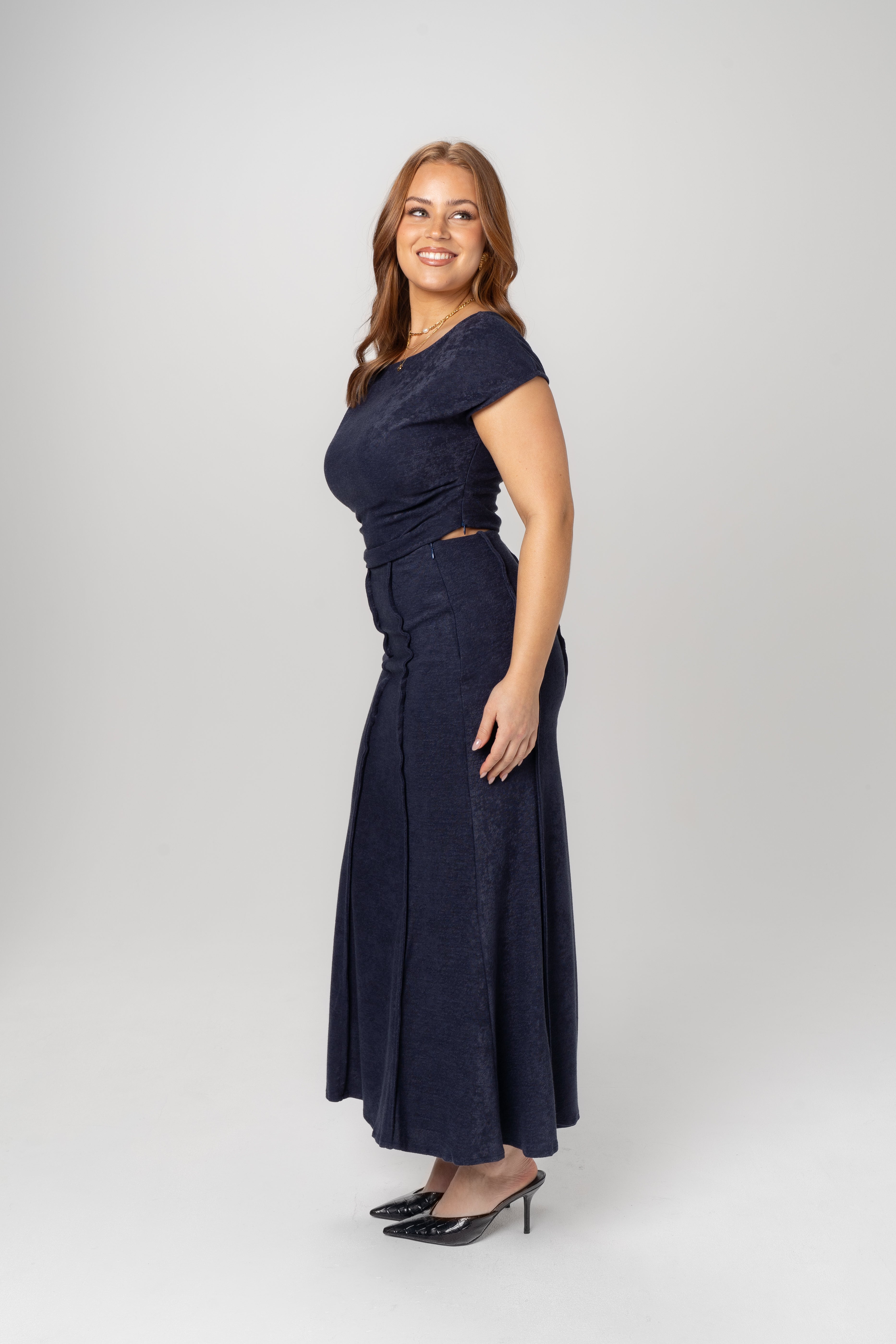 Althea Blue Two Piece Set - Cropped Top & Maxi Skirt