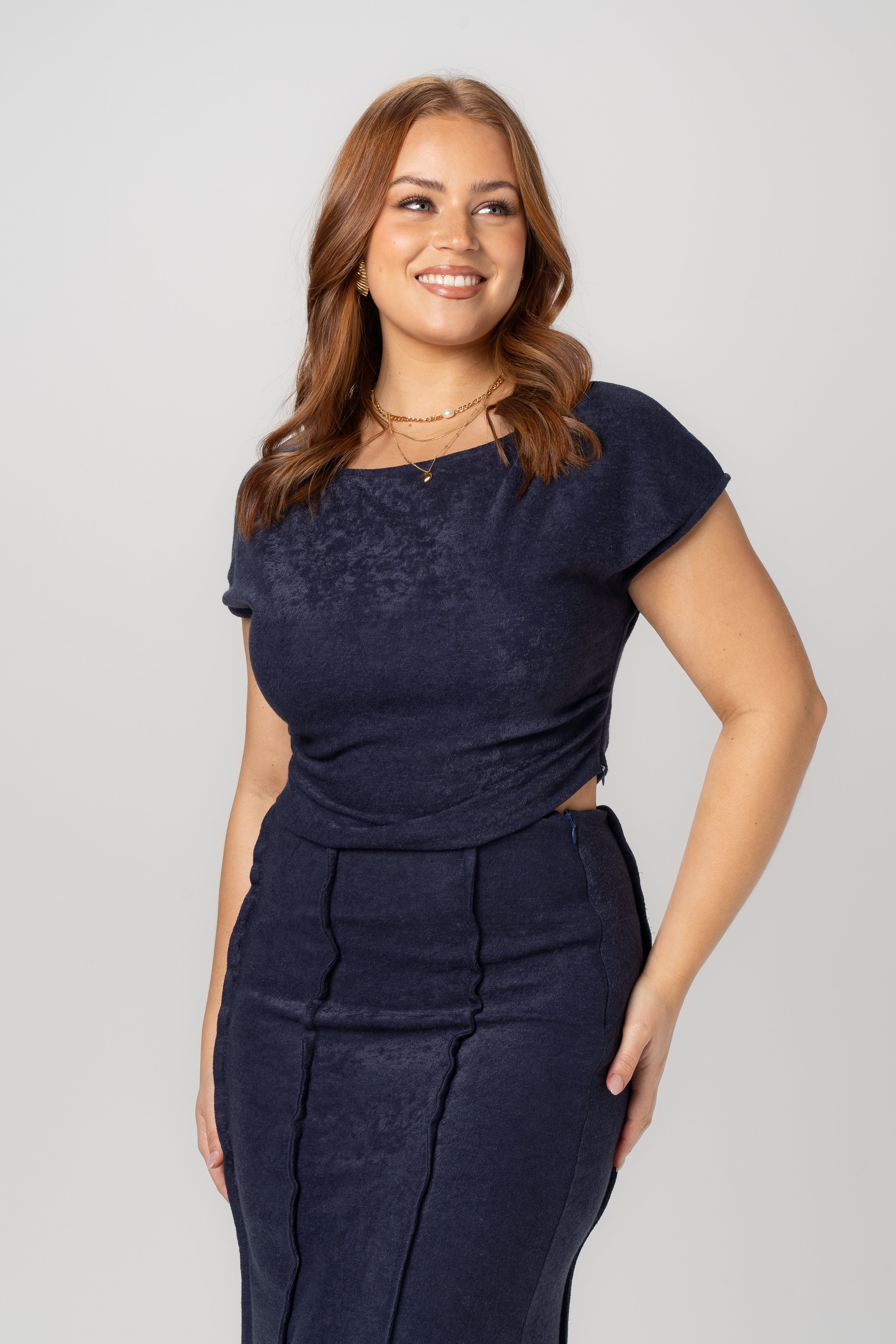 Althea Blue Two Piece Set - Cropped Top & Maxi Skirt