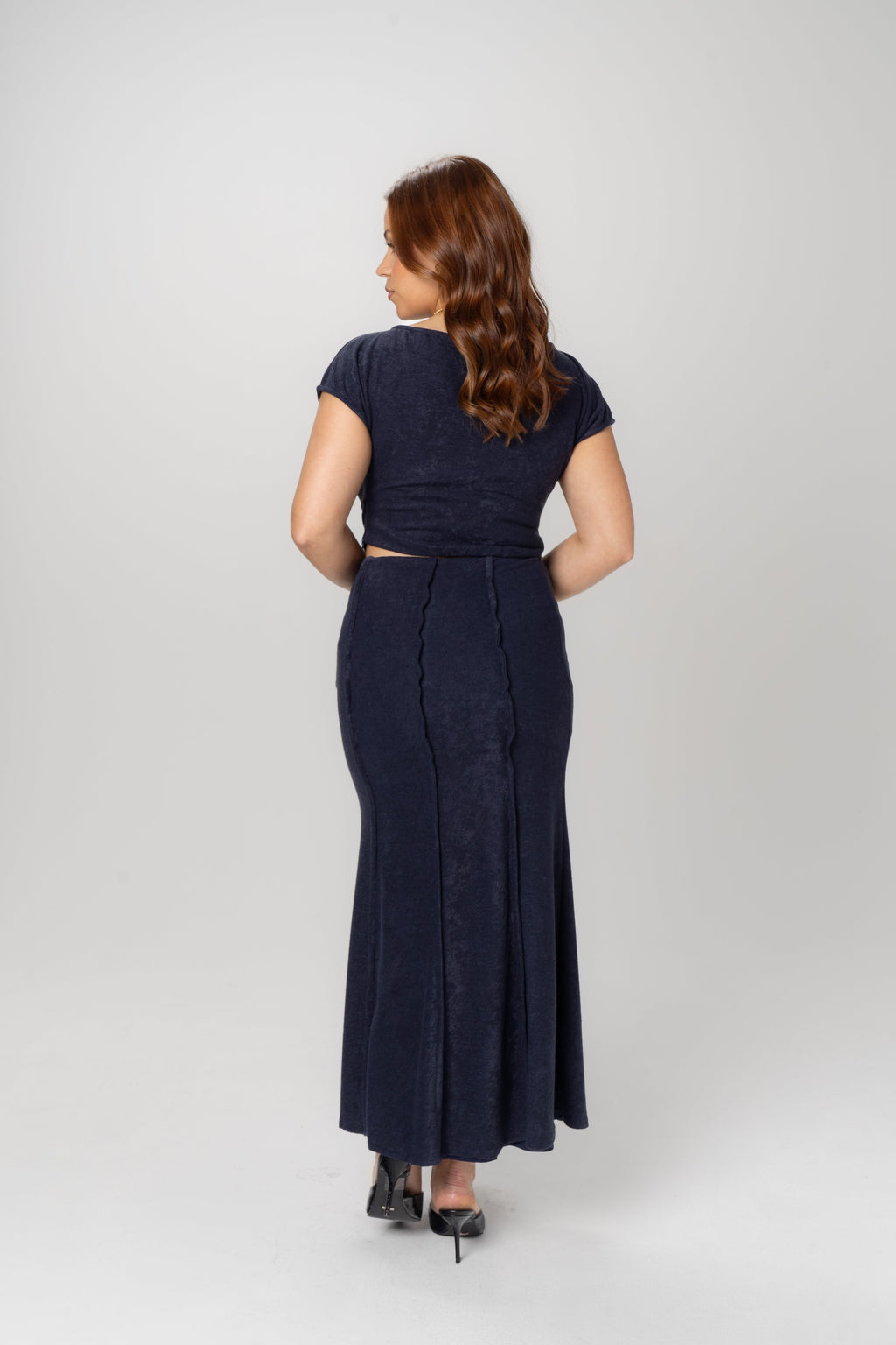 Althea Blue Two Piece Set - Cropped Top & Maxi Skirt