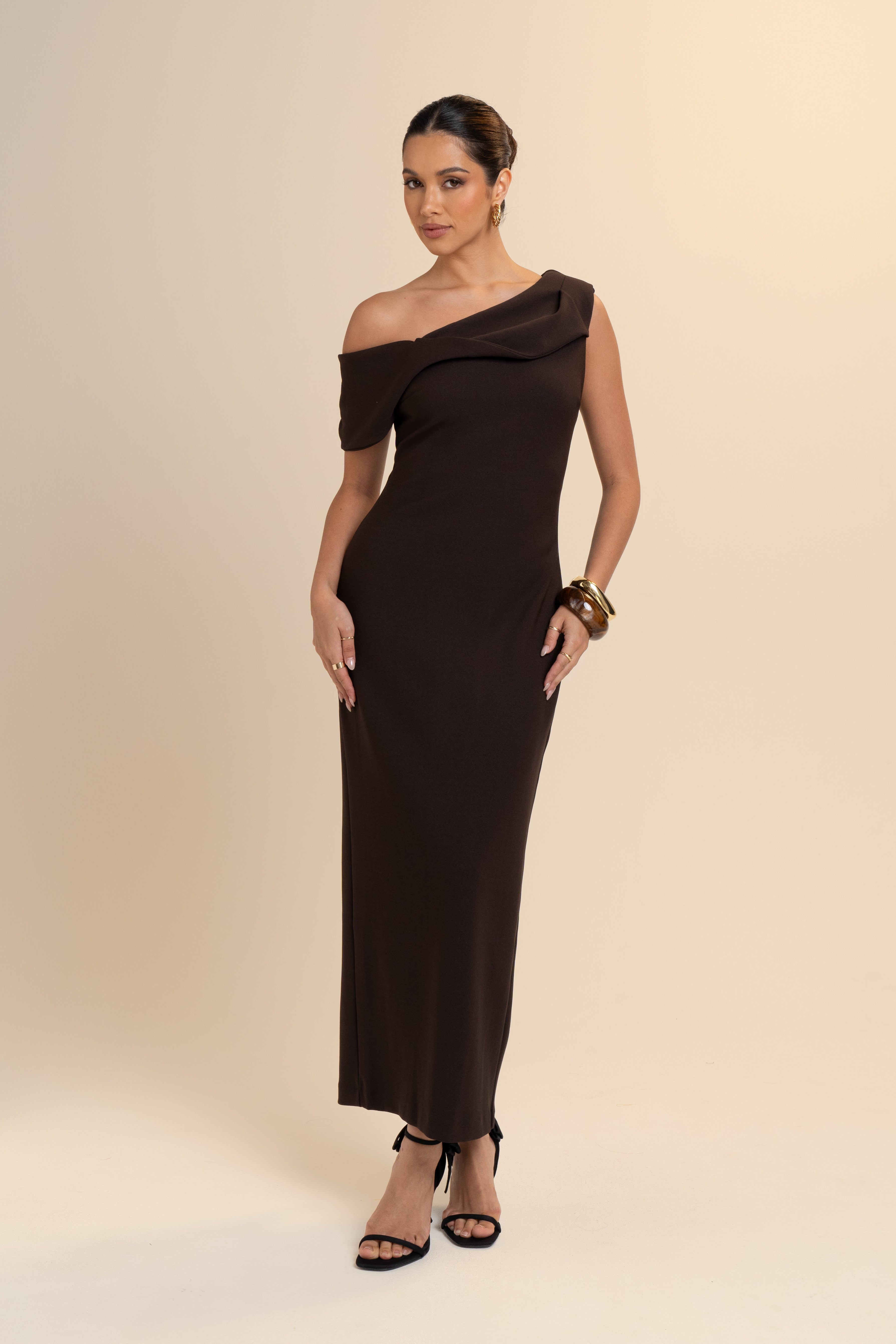 Brooklyn Chocolate Drop Shoulder Midi
