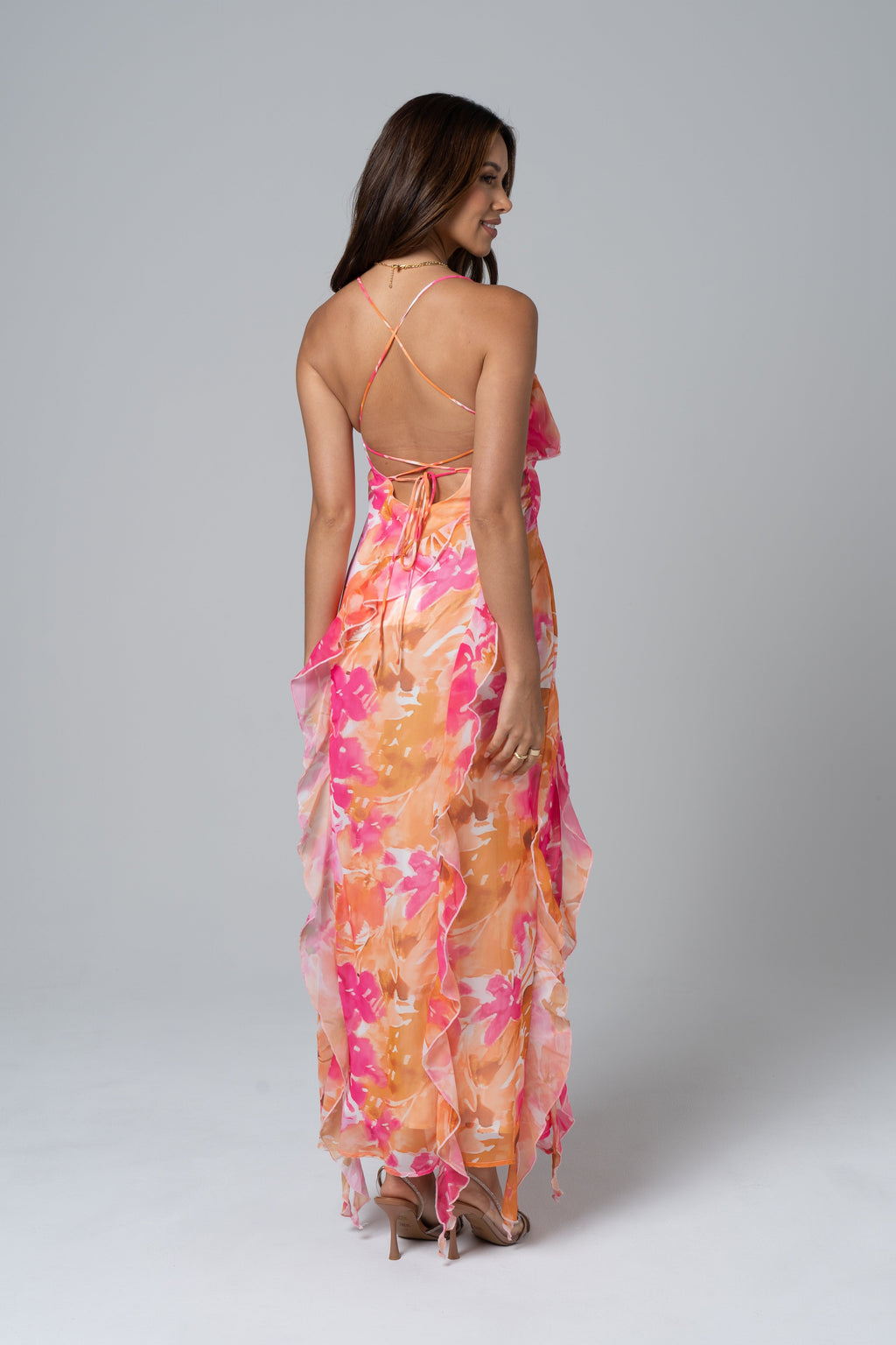 Charlene Criss Cross Back Midi Dress