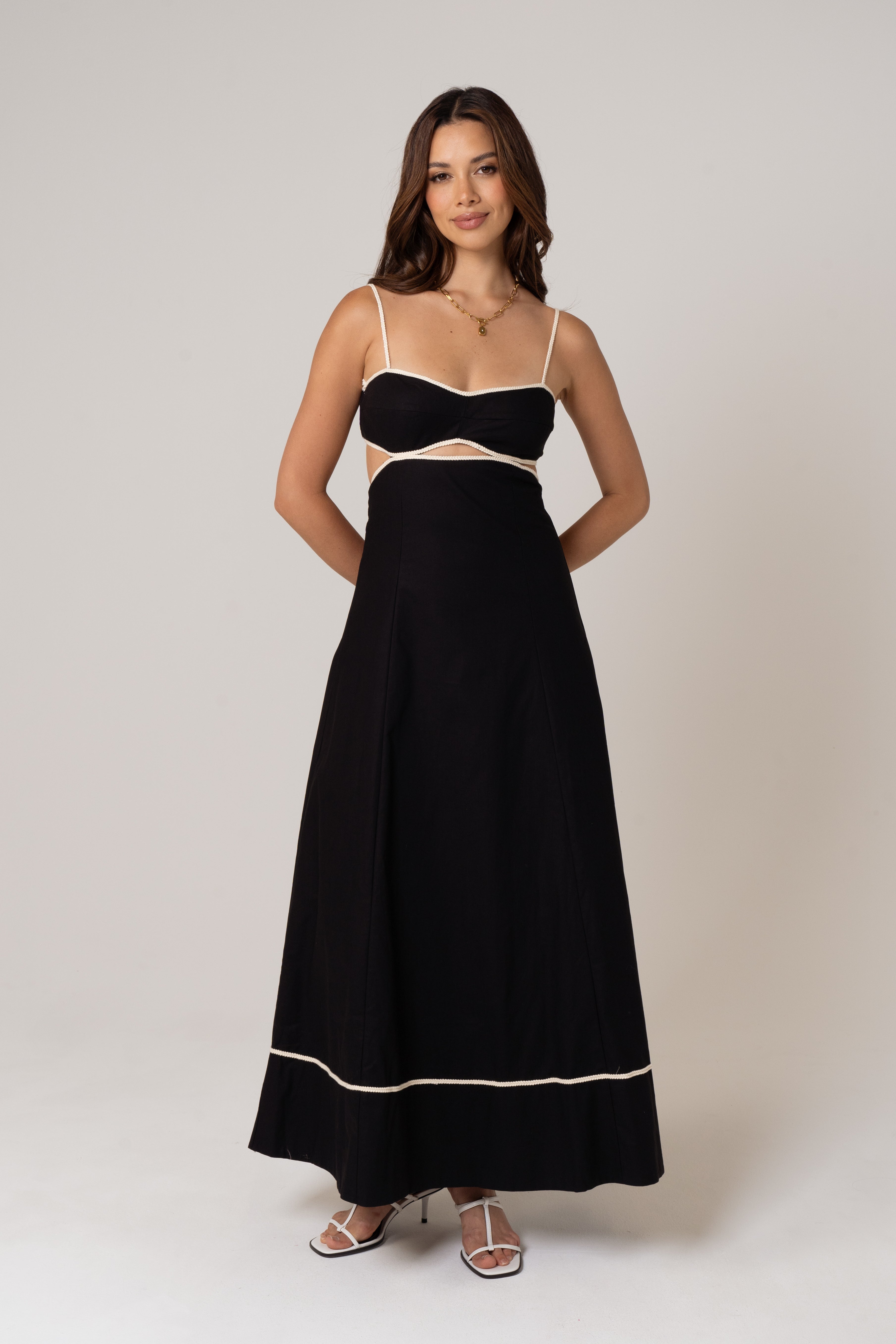 Melissa Linen Midi Dress with Contrast Trims