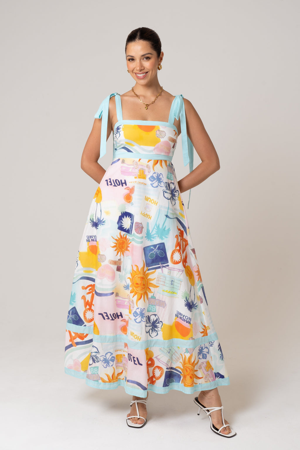 Tanya Holiday Print Midi Dress