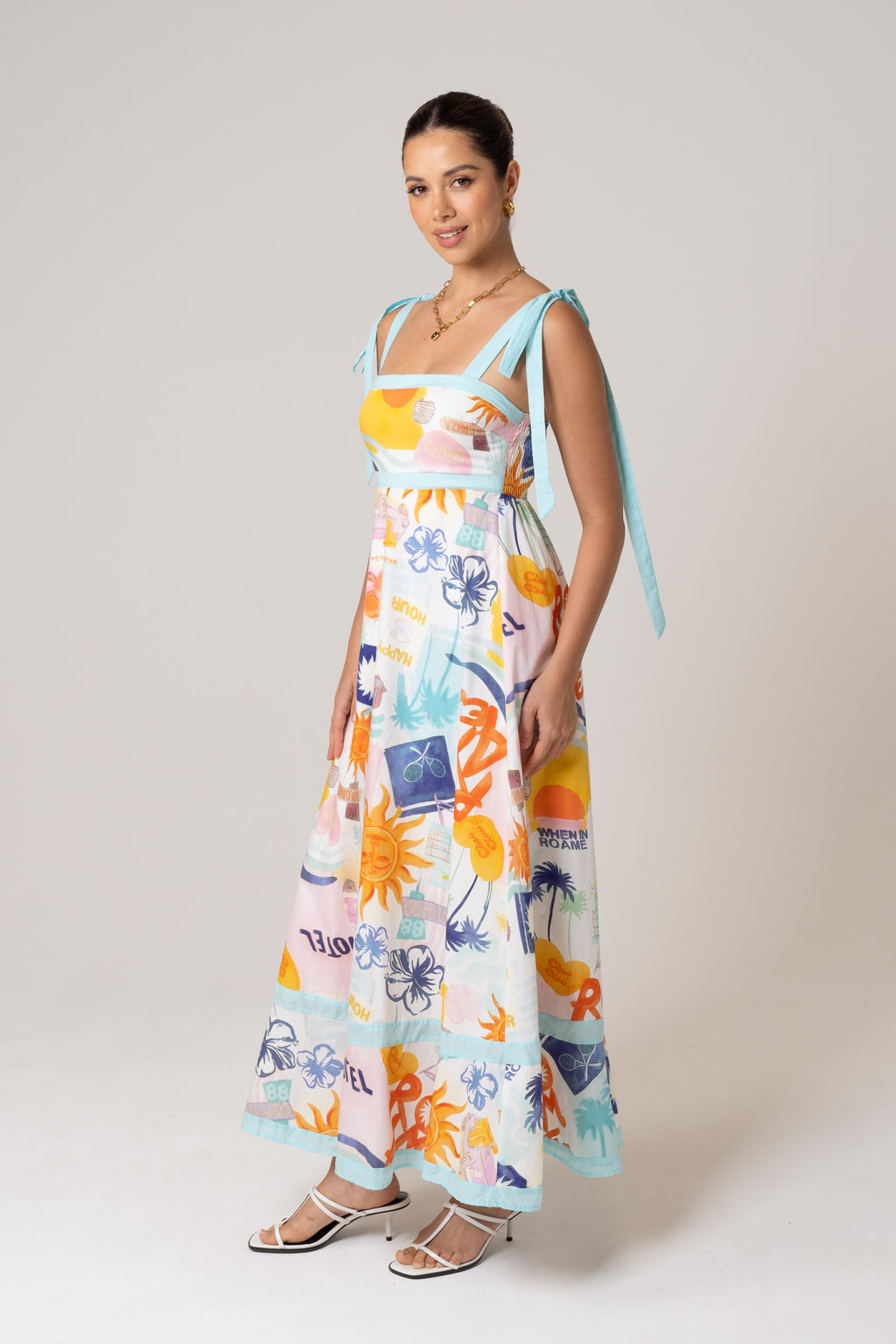 Tanya Holiday Print Midi Dress