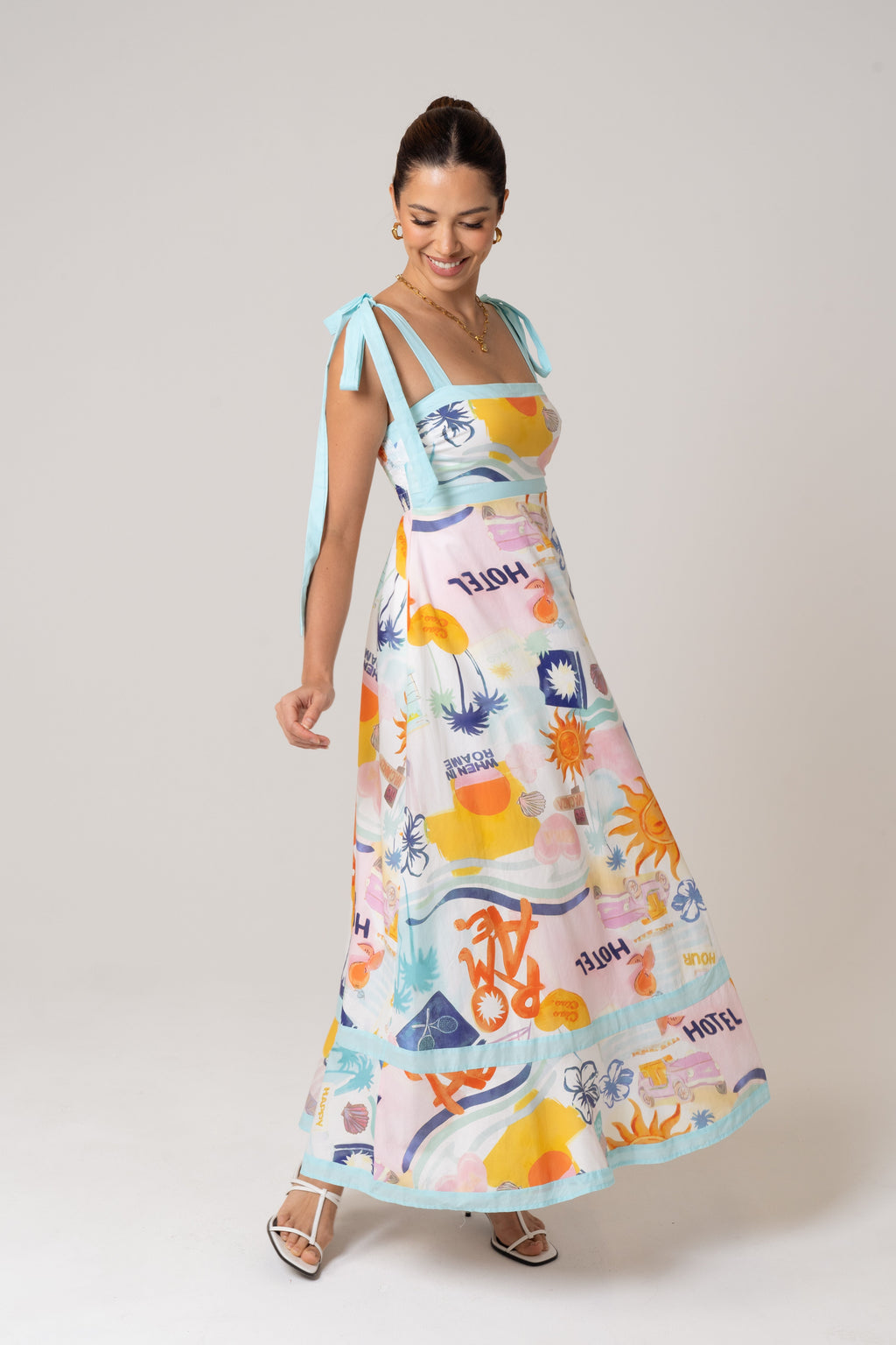 Tanya Holiday Print Midi Dress