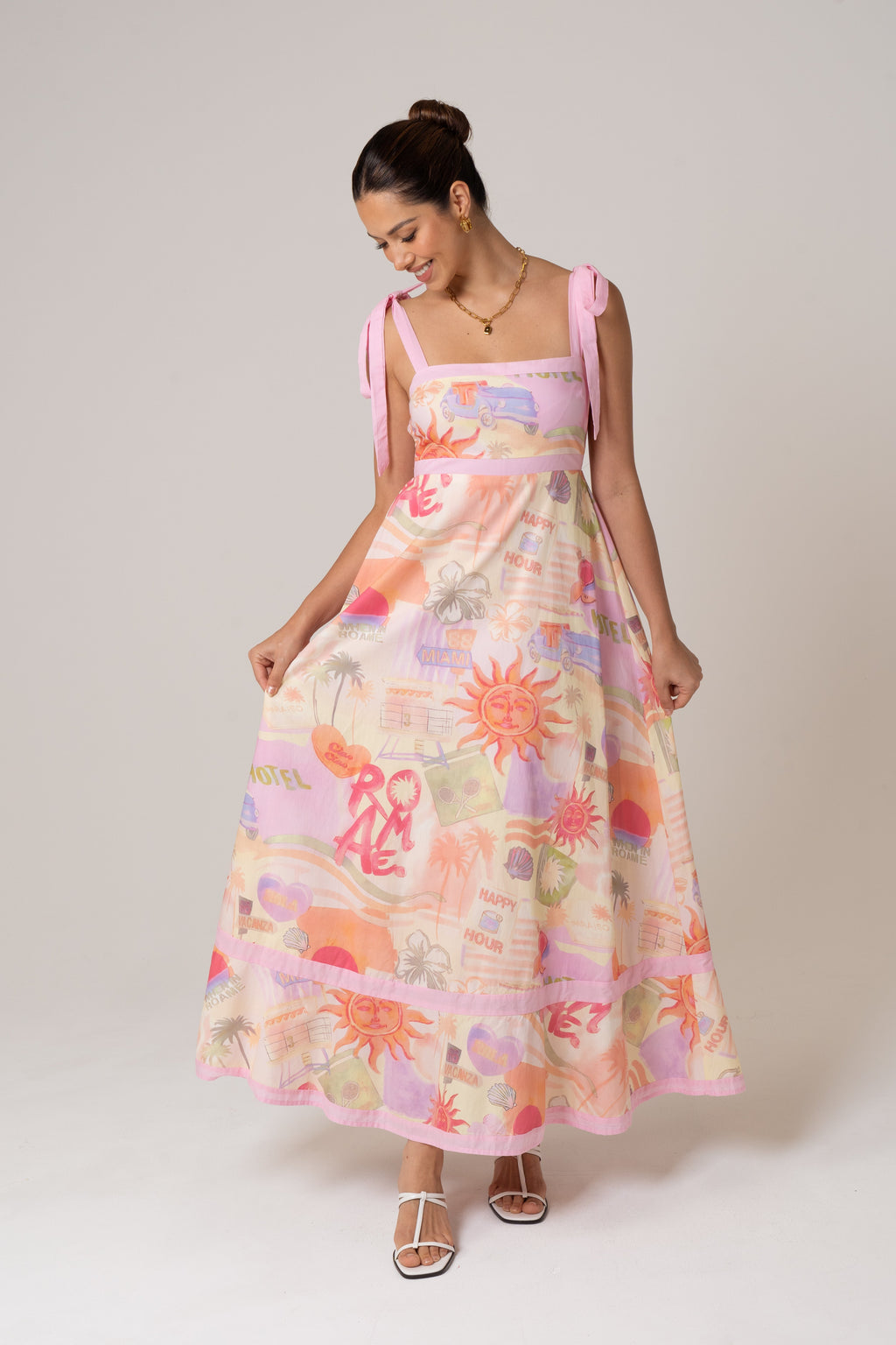 Tanya Holiday Print Midi Dress