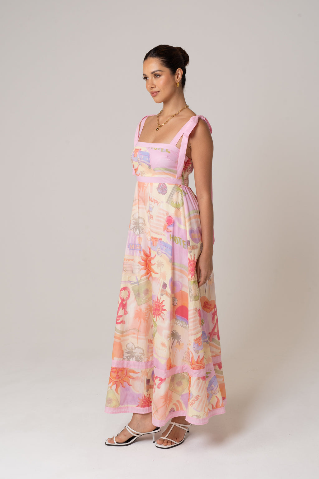 Tanya Holiday Print Midi Dress