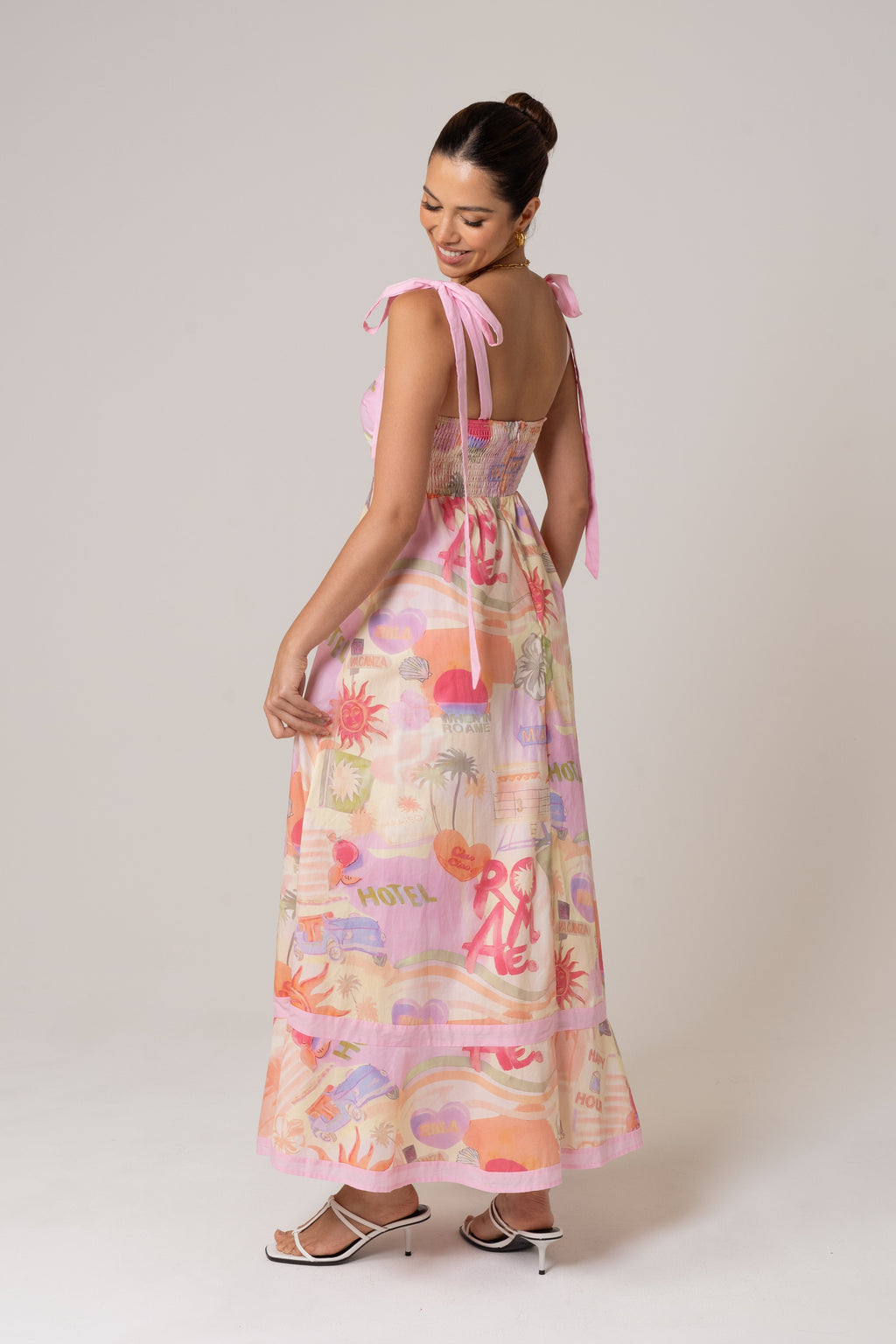 Tanya Holiday Print Midi Dress