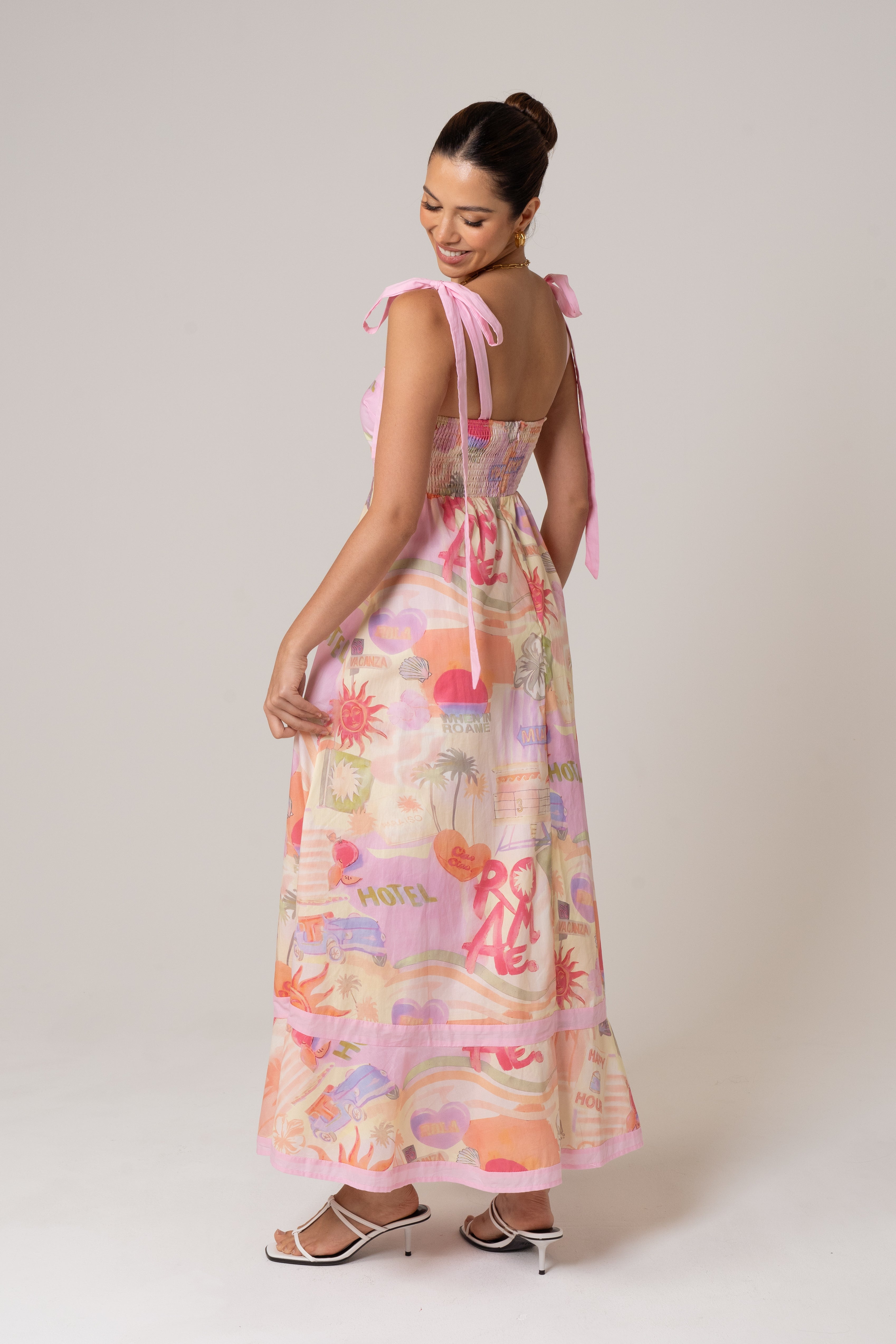 Tanya Holiday Print Midi Dress