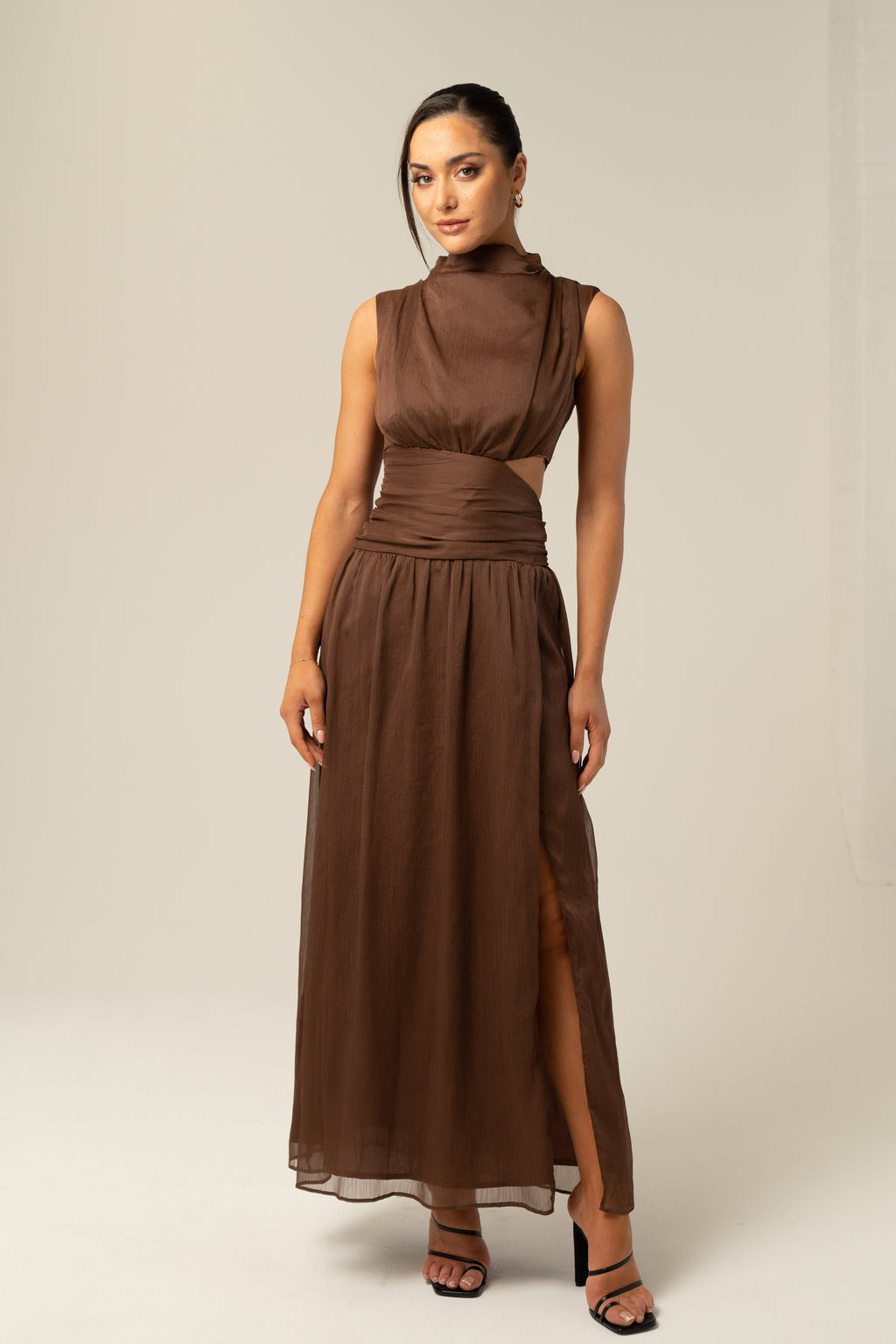 Leah High Neck Midi Dress