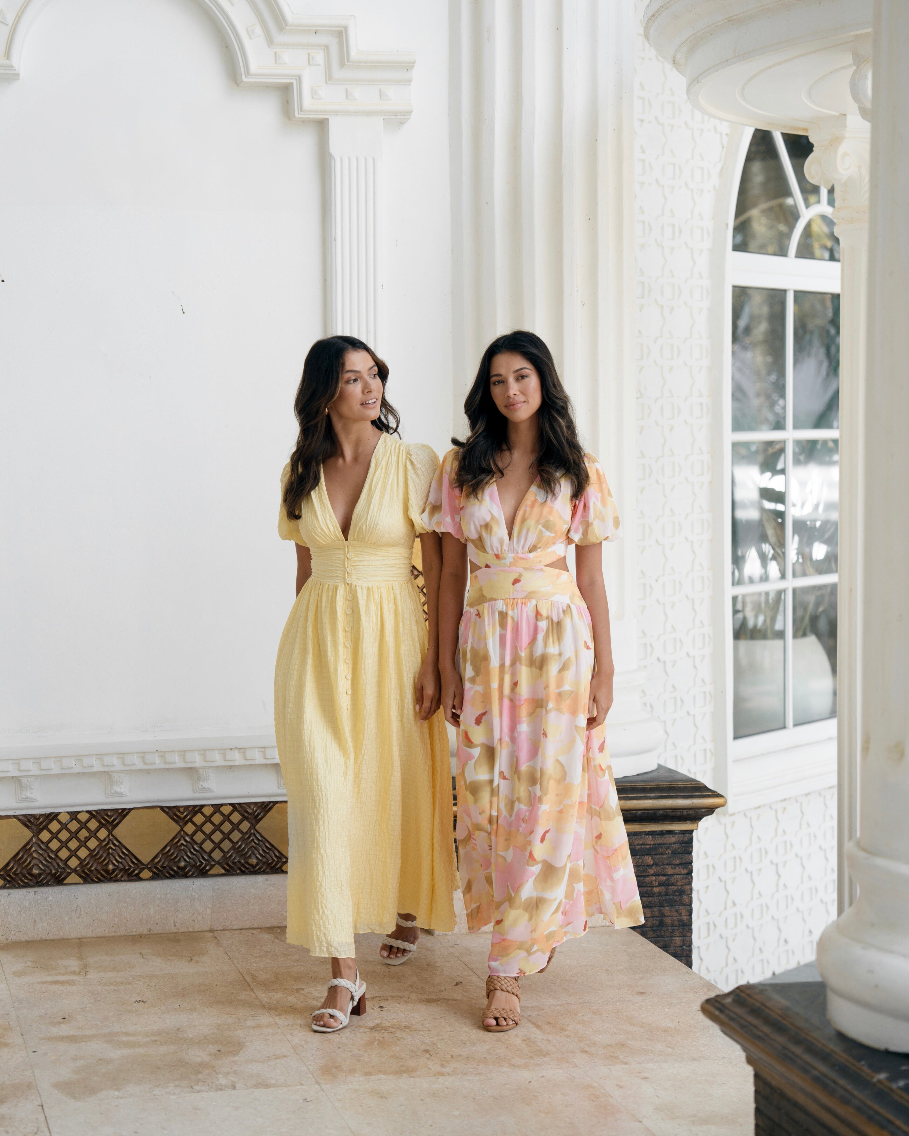 Alissa Puff Sleeve Button Down Midi Dress