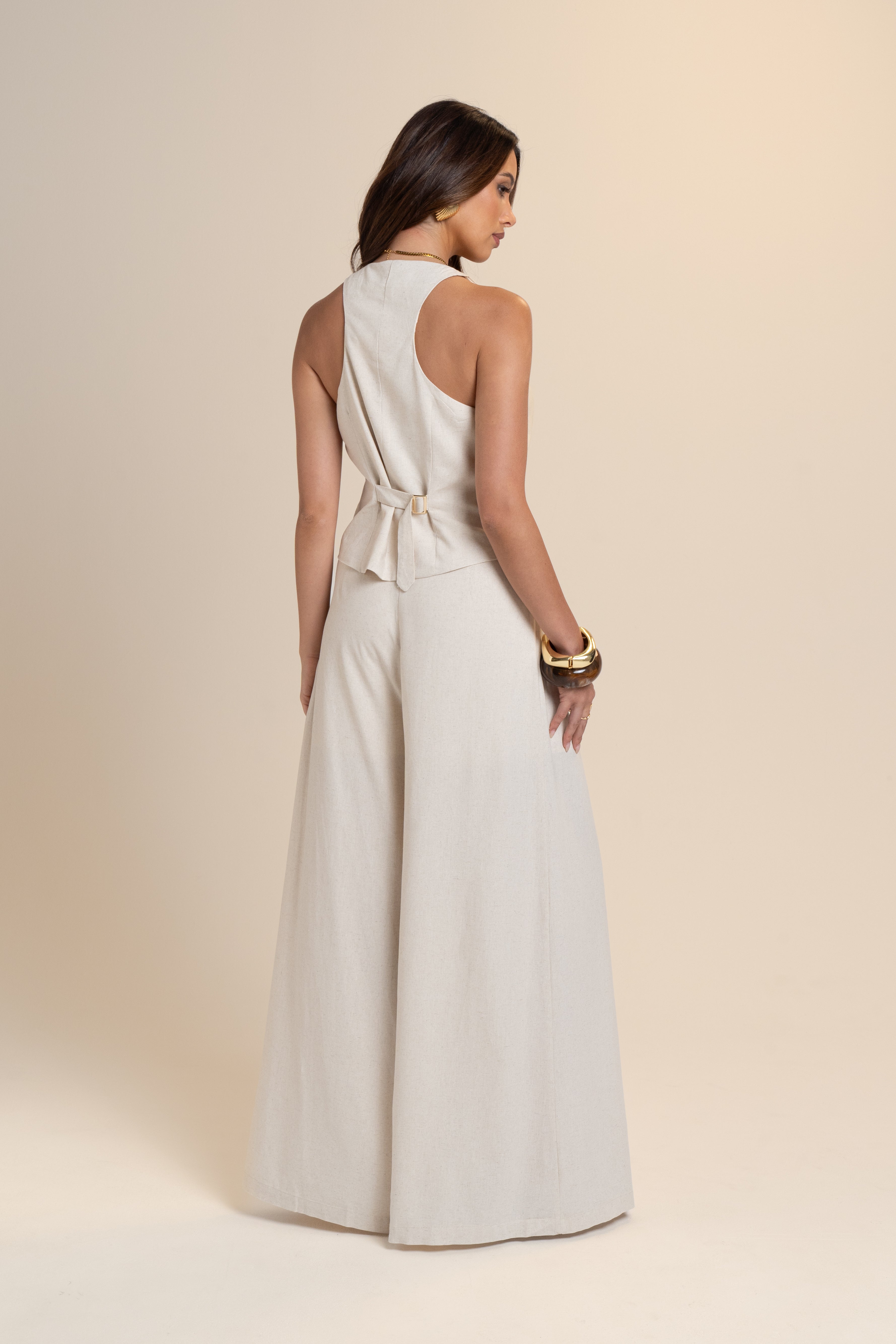 Katie Beige Two Piece Set - Vest Top & Pants