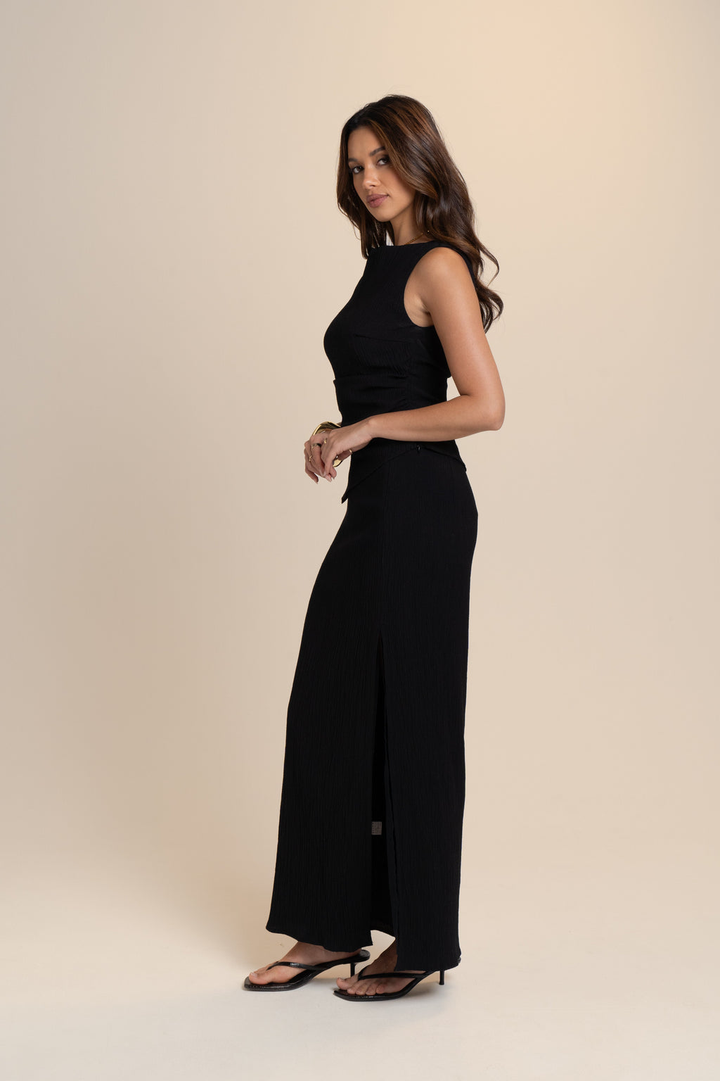 Tenille Two Piece Set - Asymmetrical Top & Midi Skirt