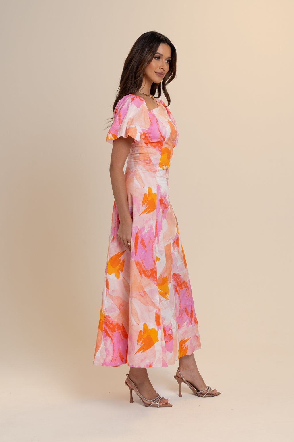 Jessica Drop Shoulder Puff Sleeve Midi Dress