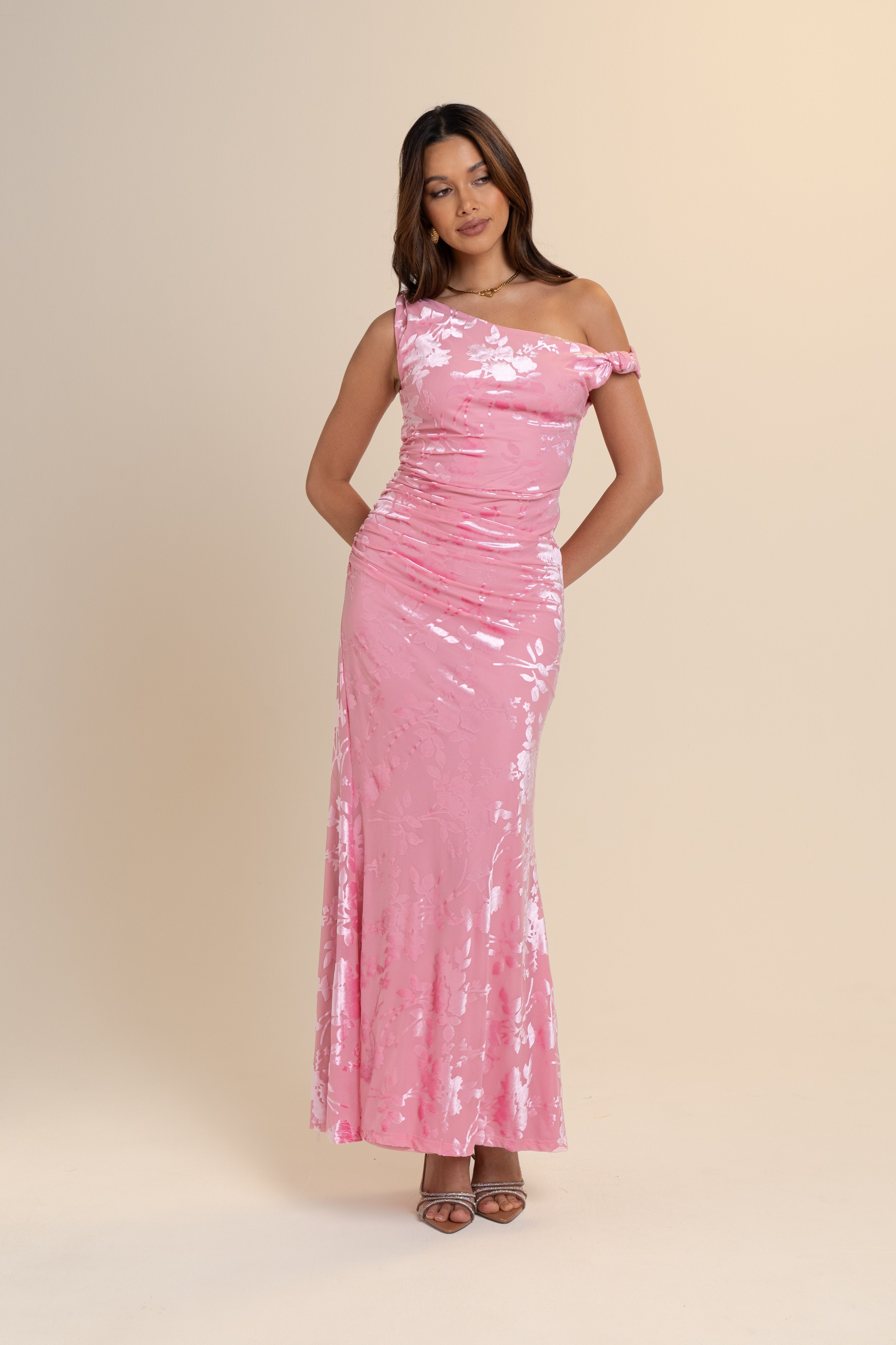 Lani Drop Shoulder Pink Midi Dress