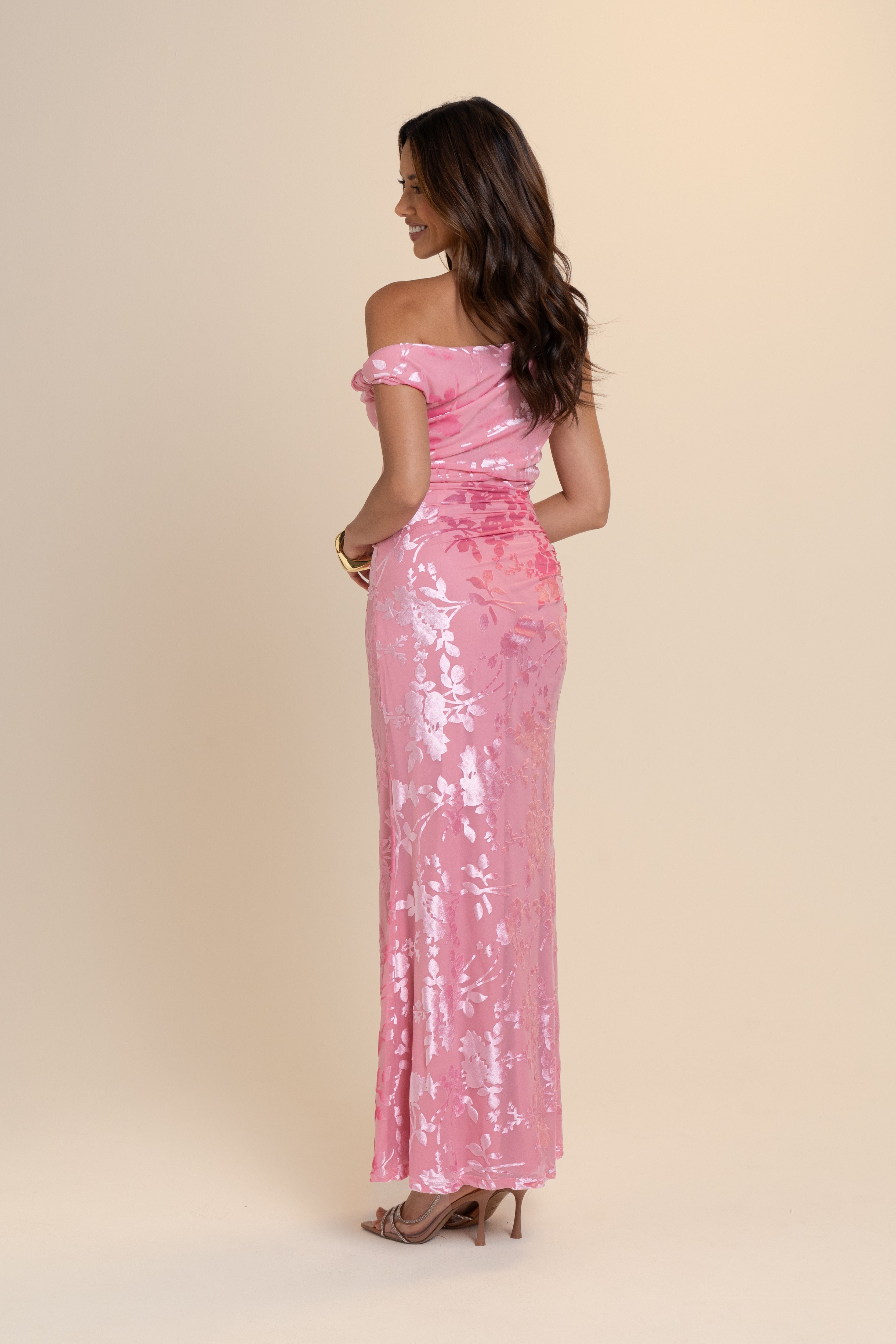 Lani Drop Shoulder Pink Midi Dress