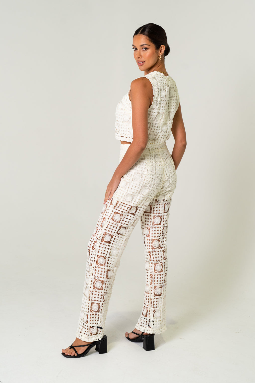 Cambria Crochet Two-Piece Set - Crop Top & High Waisted Pants