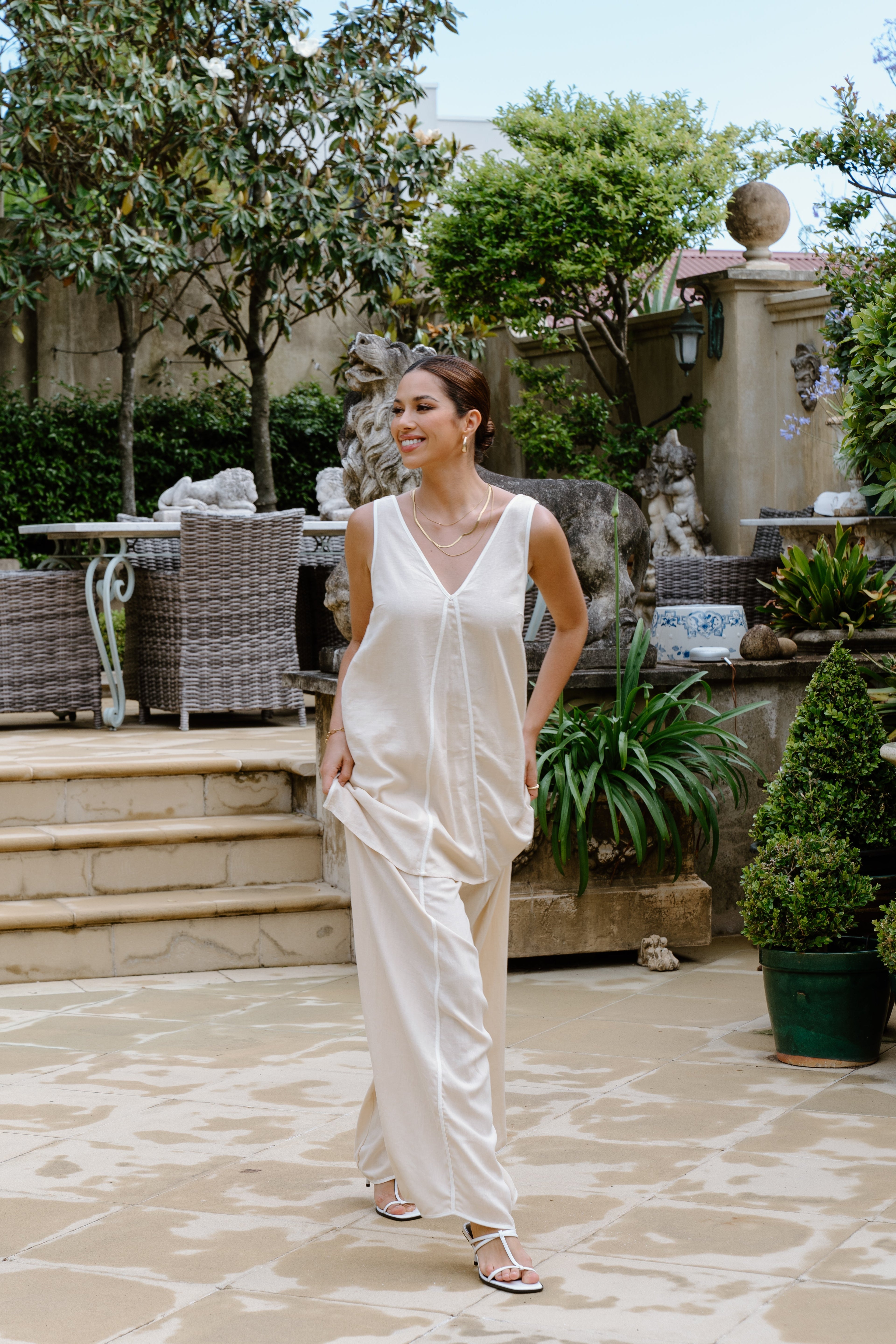 Evelina Linen Top and Pant Set