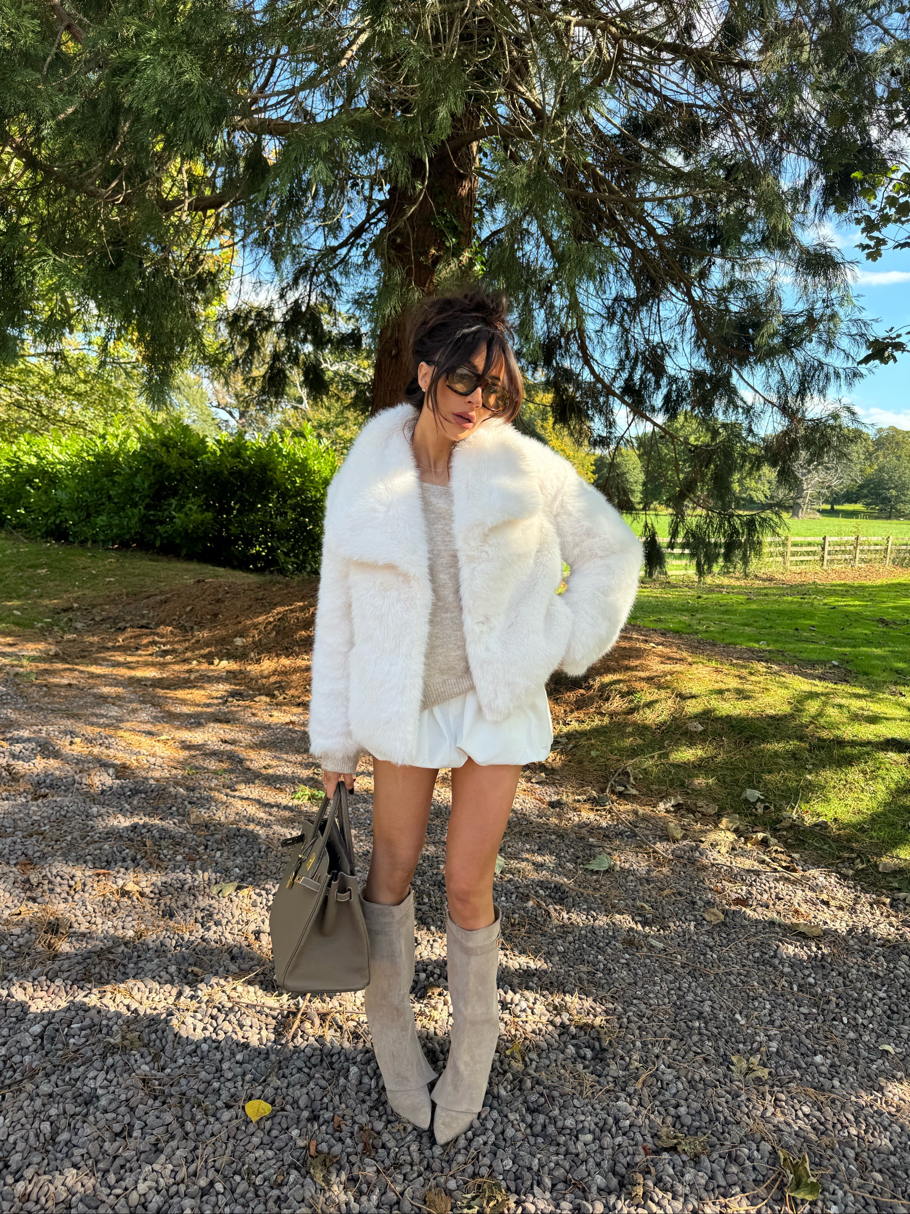 BAMBI Short Faux Fur Long Sleeved Jacket In Frost