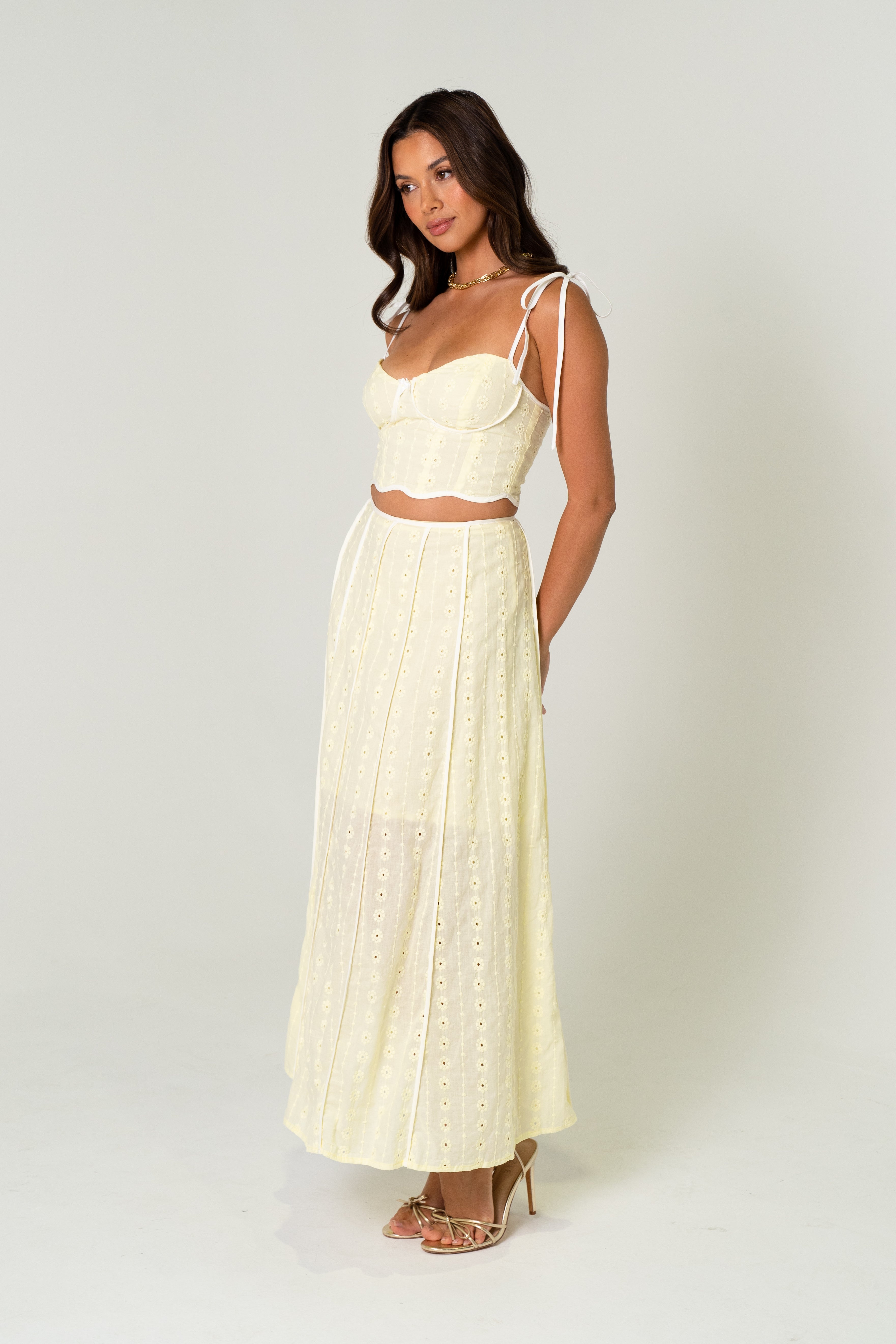 Isabela Yellow Two Piece Set - Cropped Top & Maxi Skirt
