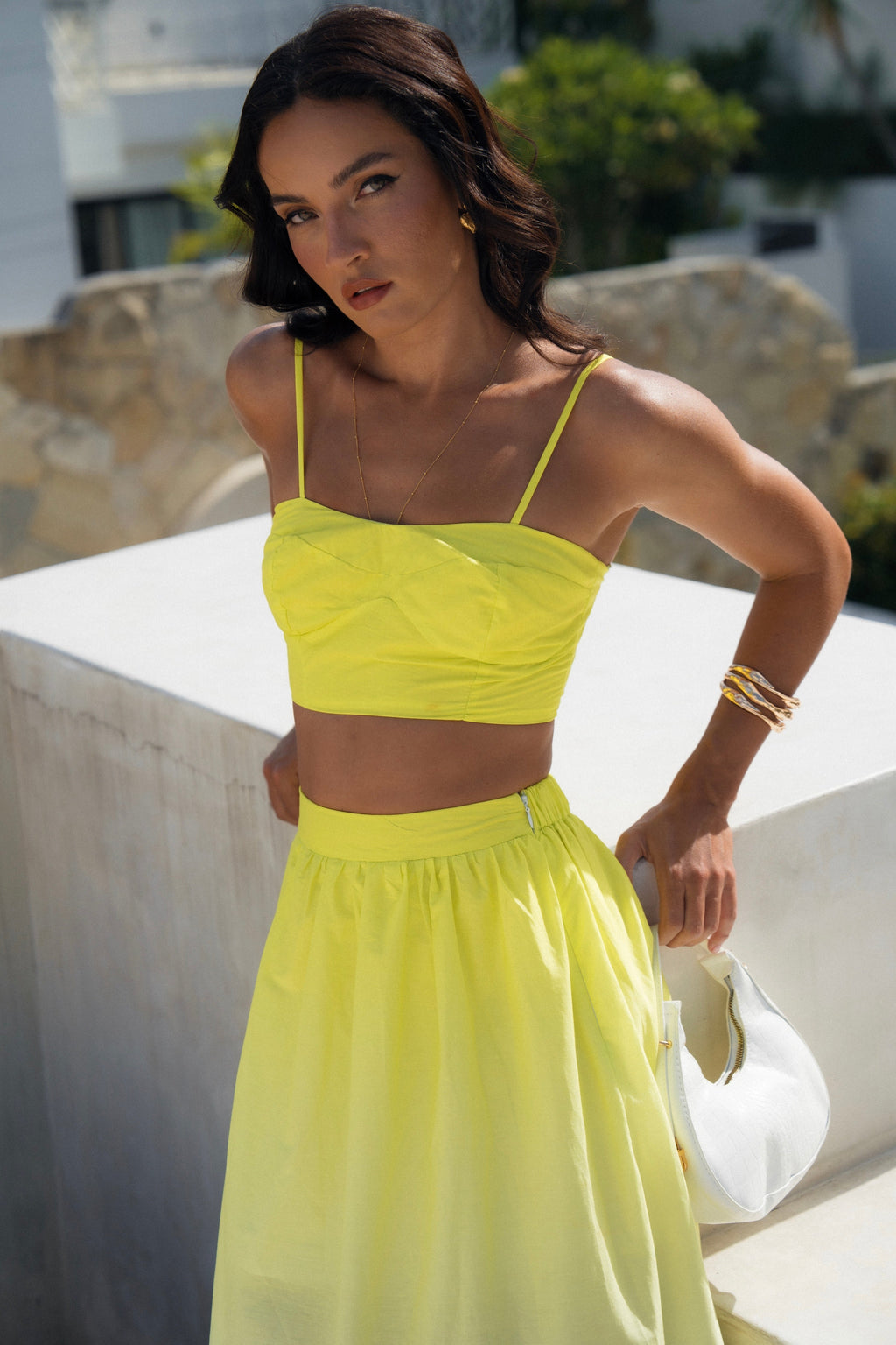Stella Two Piece Lime Set - Cropped Top & Maxi Skirt
