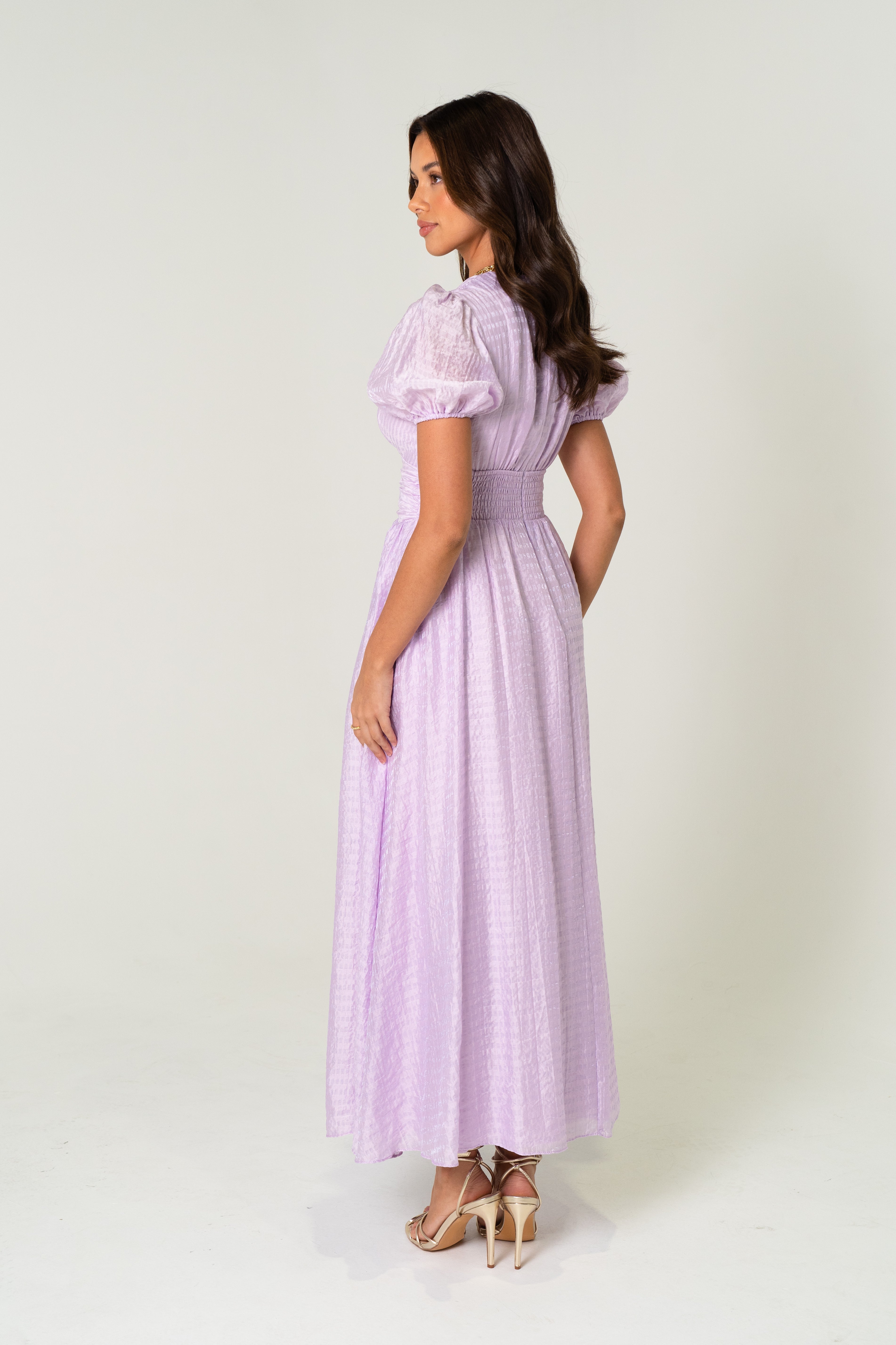 Alissa Puff Sleeve Button Down Midi Dress