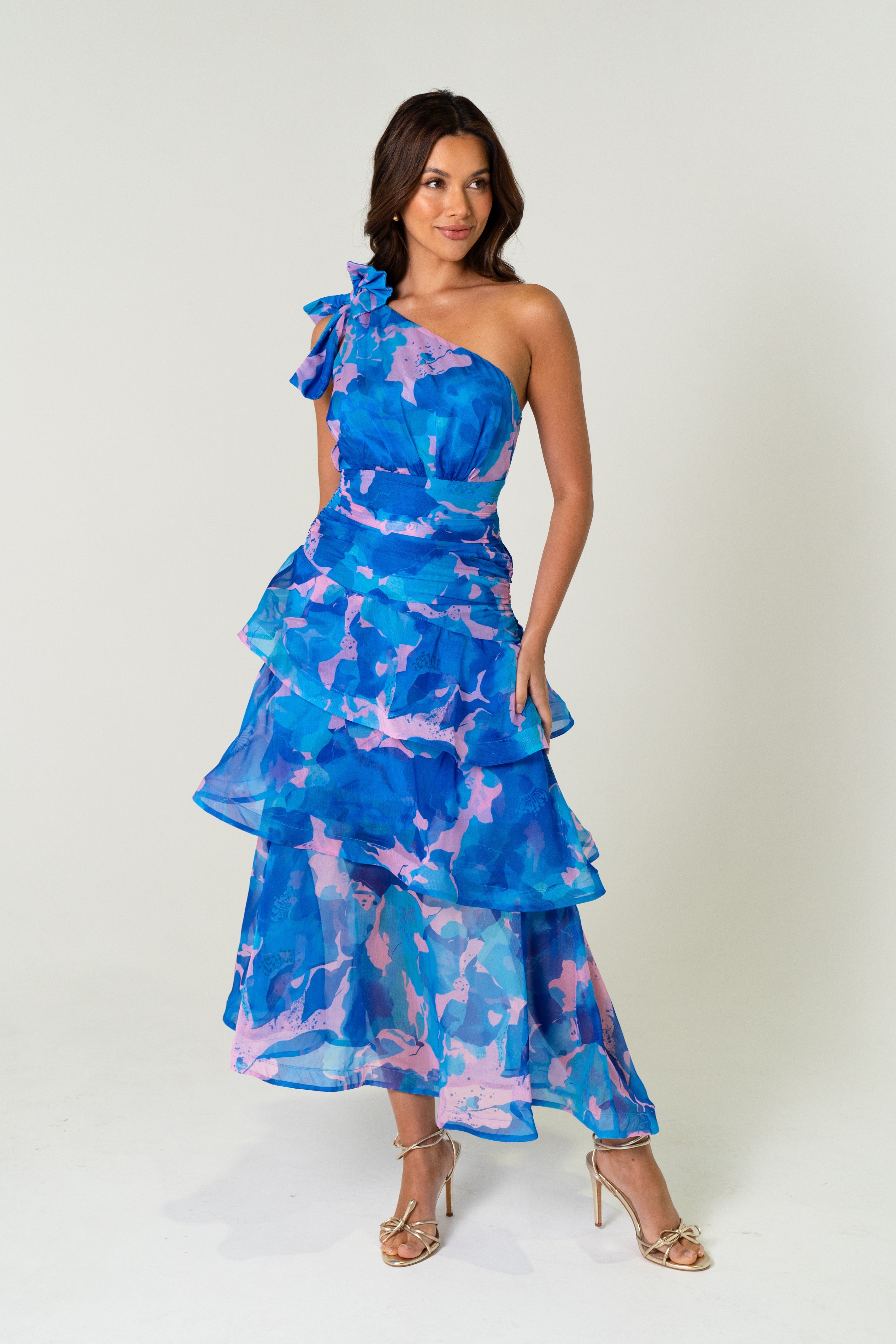 Evelyn One Shoulder Tiered Maxi Dress