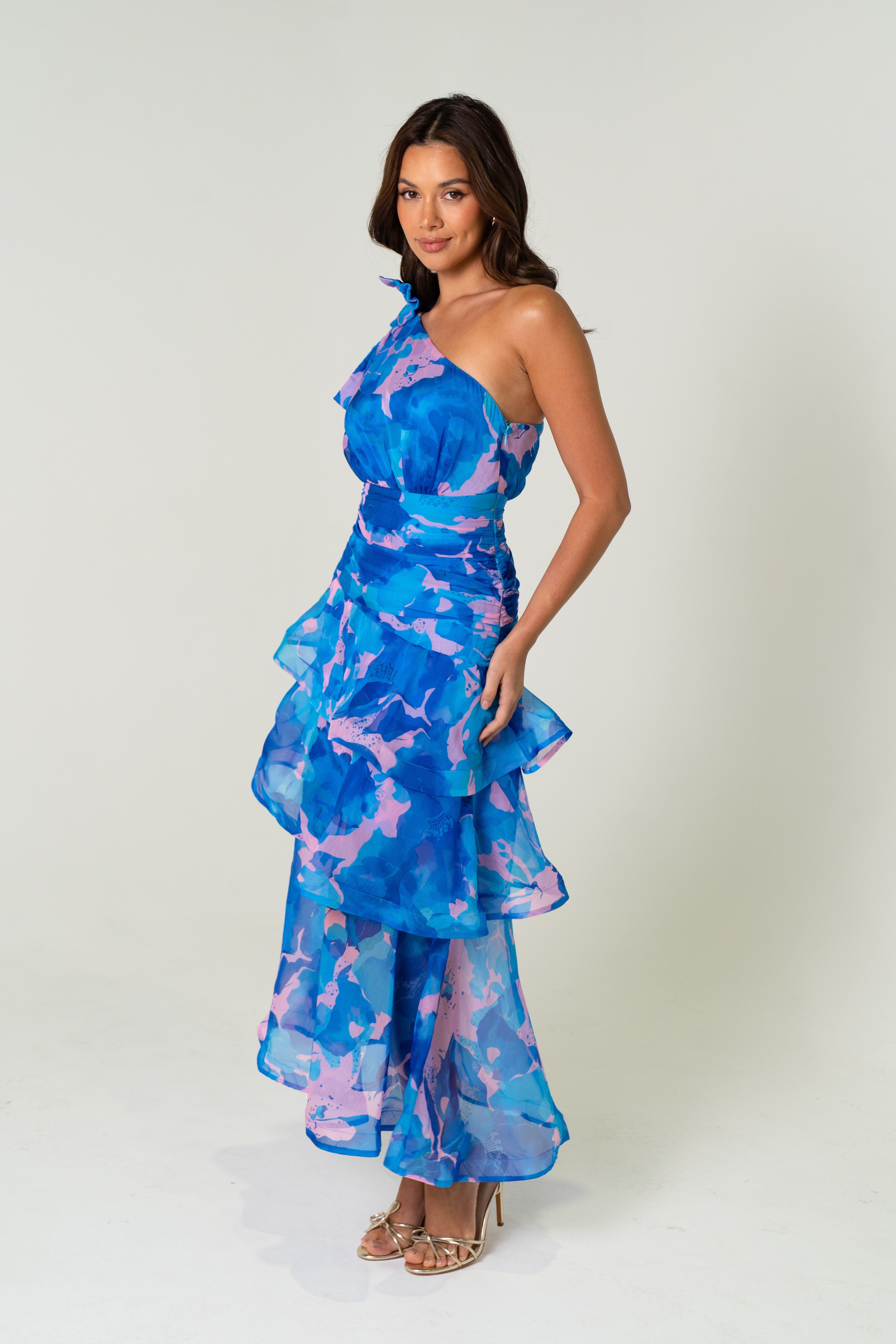 Evelyn One Shoulder Tiered Maxi Dress