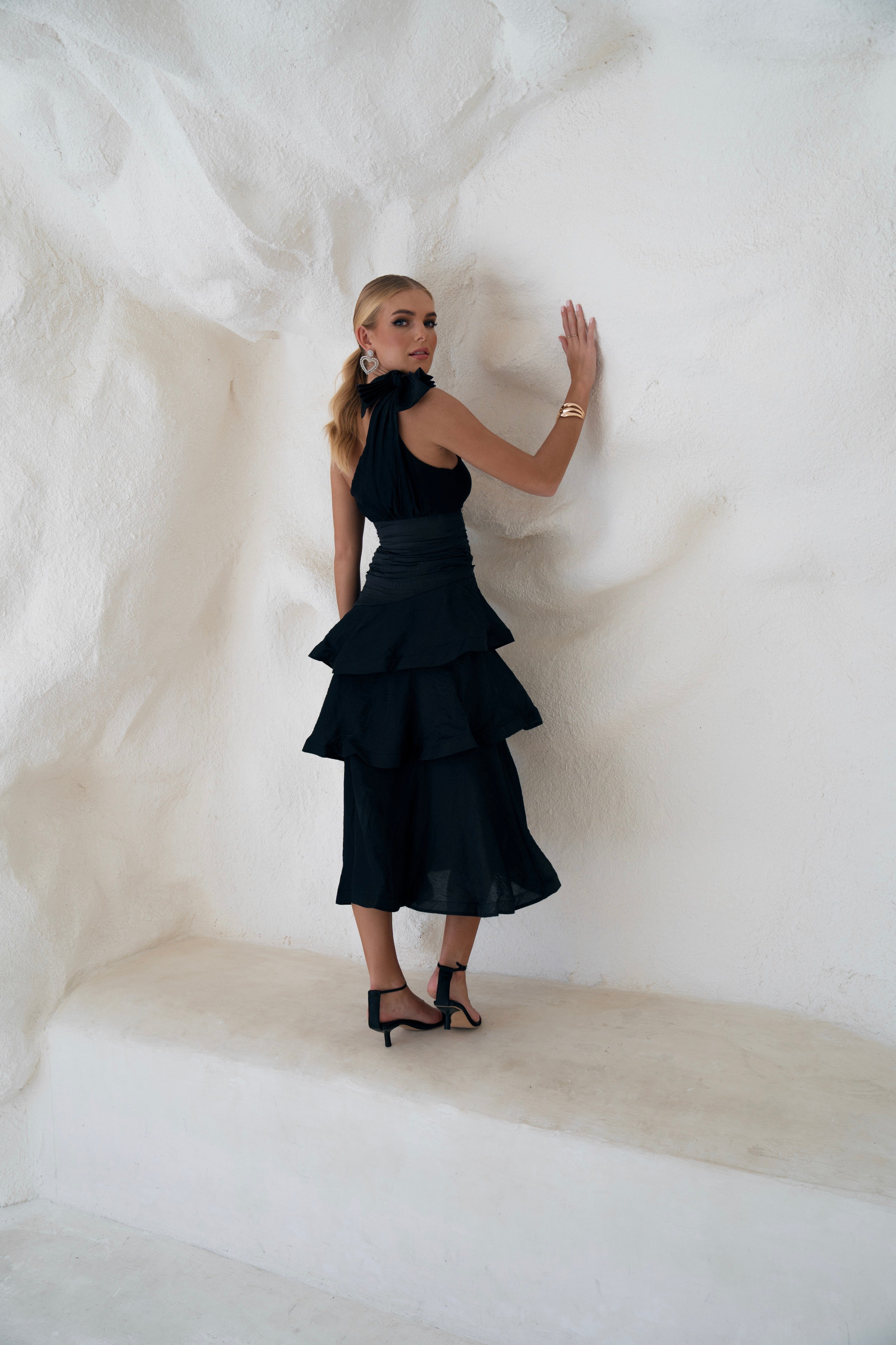 Evelyn One Shoulder Tiered Maxi Dress