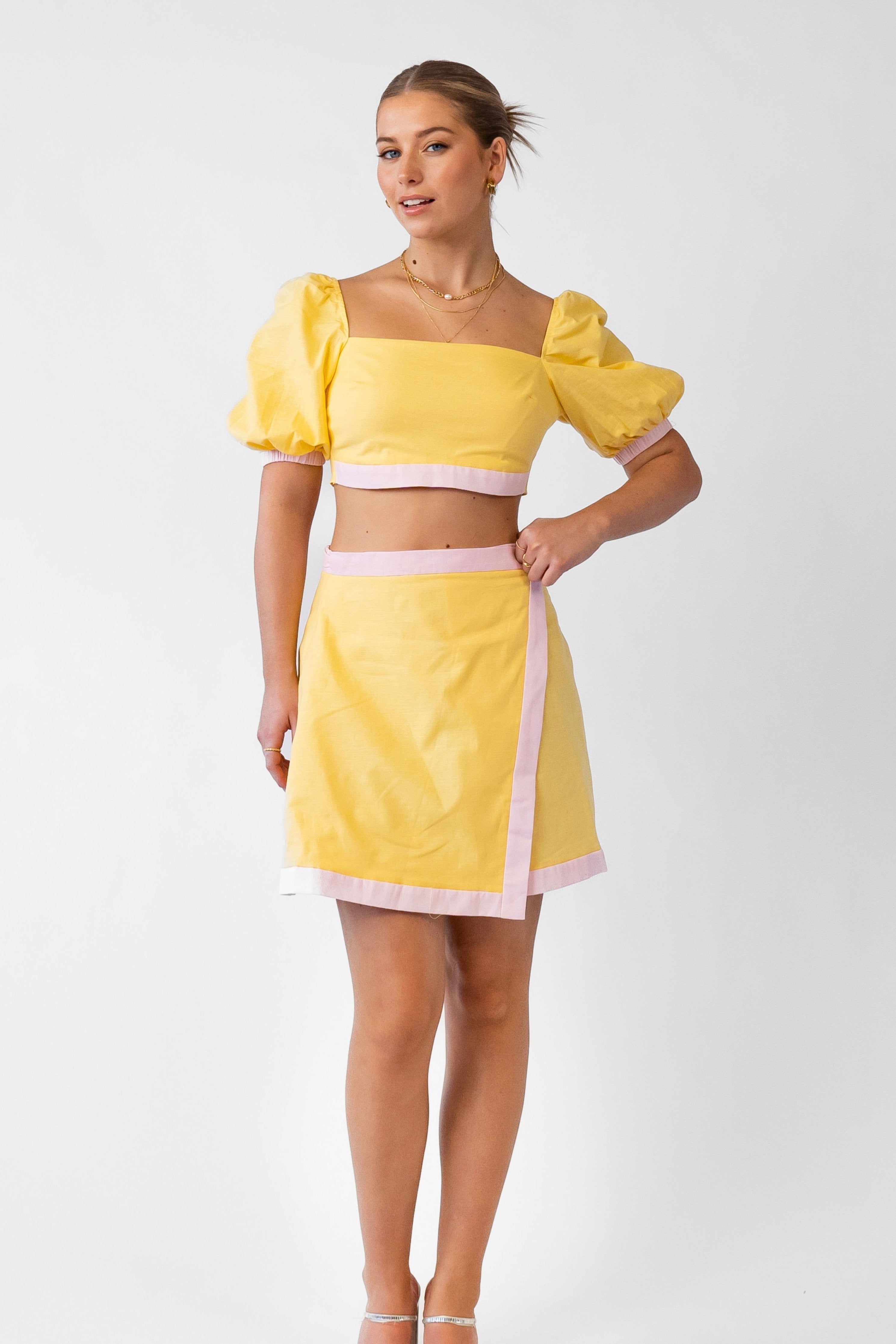 Layla Two Piece Set - Cropped Top & Wrap Mini Skirt