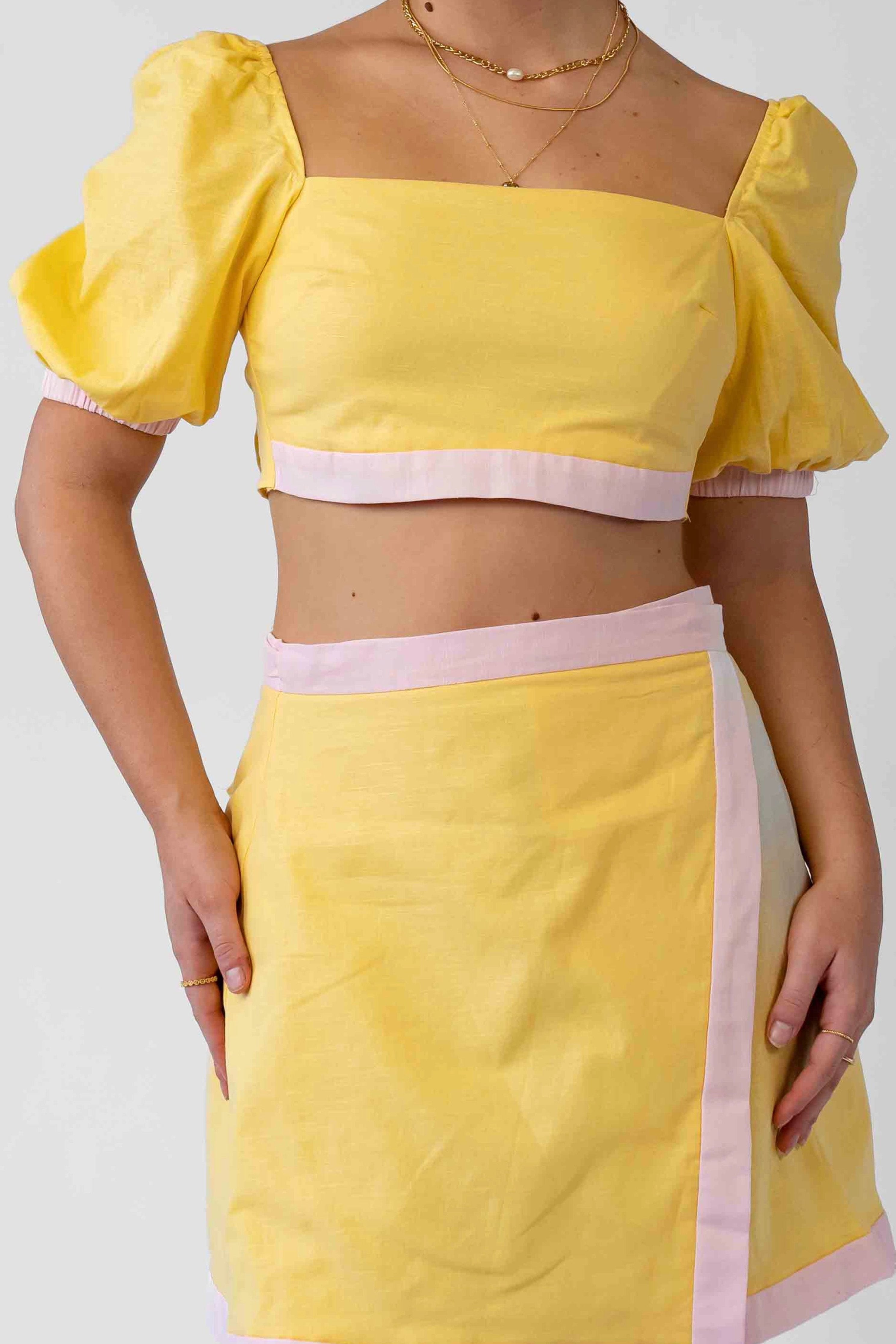 Layla Two Piece Set - Cropped Top & Wrap Mini Skirt