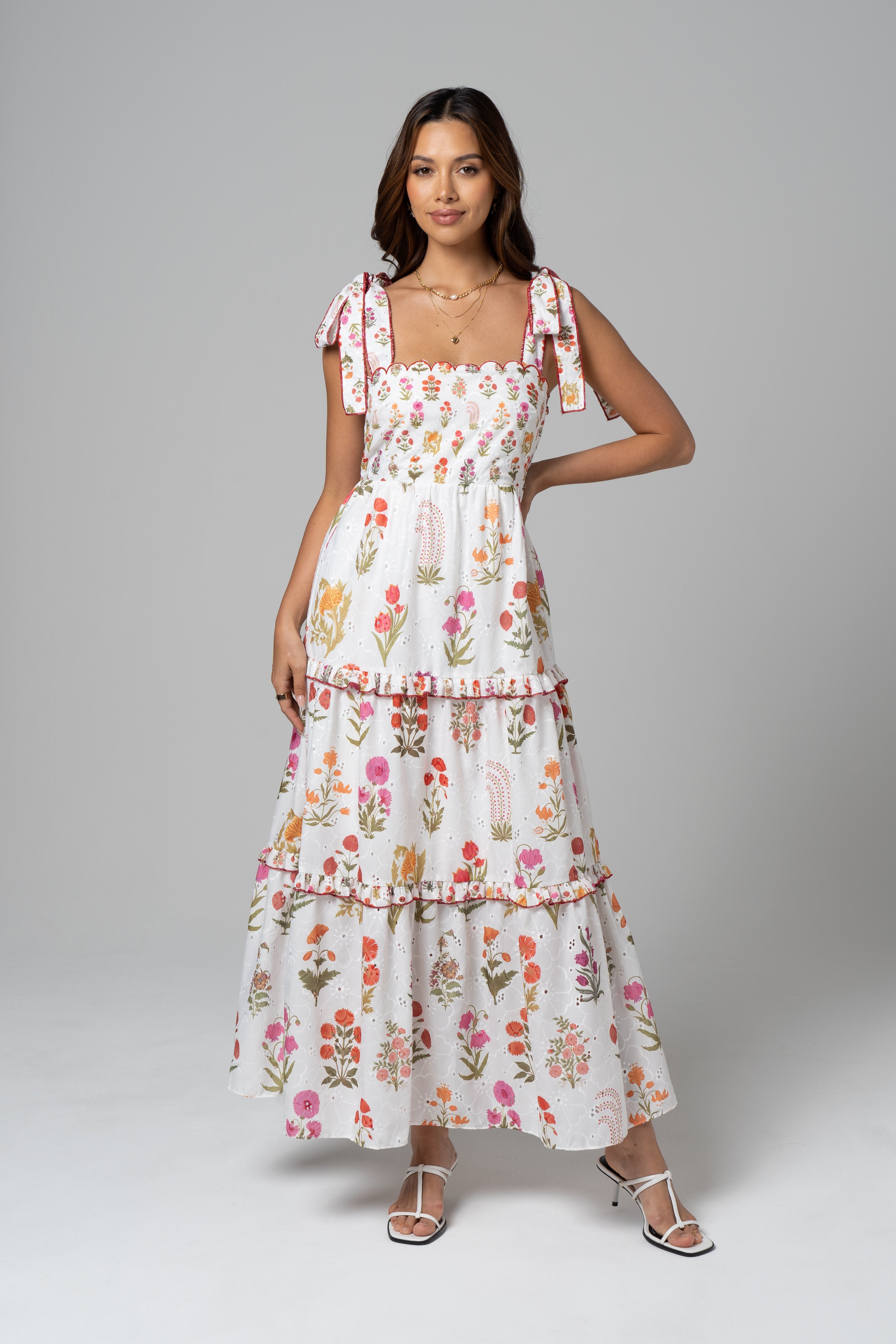 Ottilie Tie-Strap Floral Midi Dress