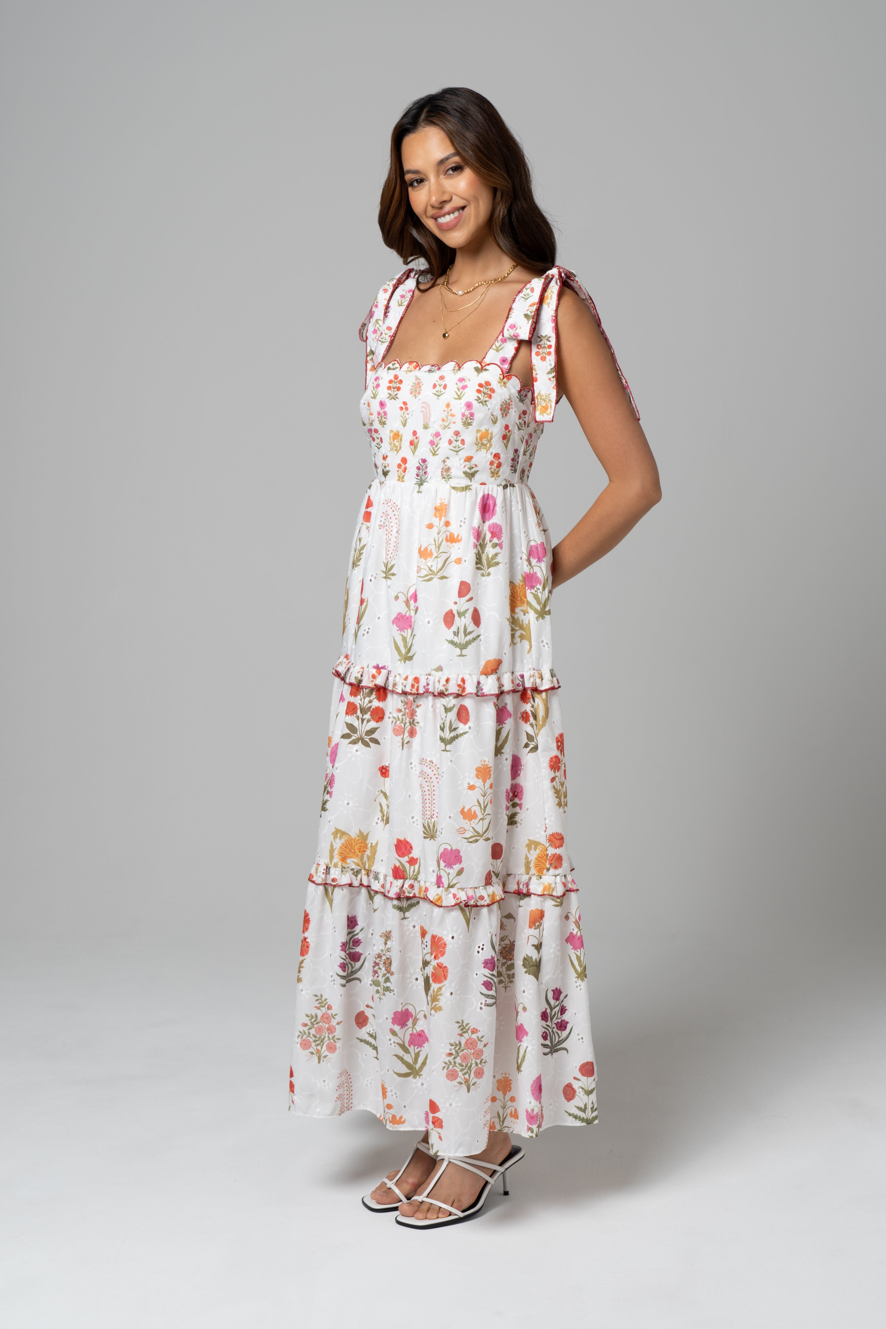 Ottilie Tie-Strap Floral Midi Dress