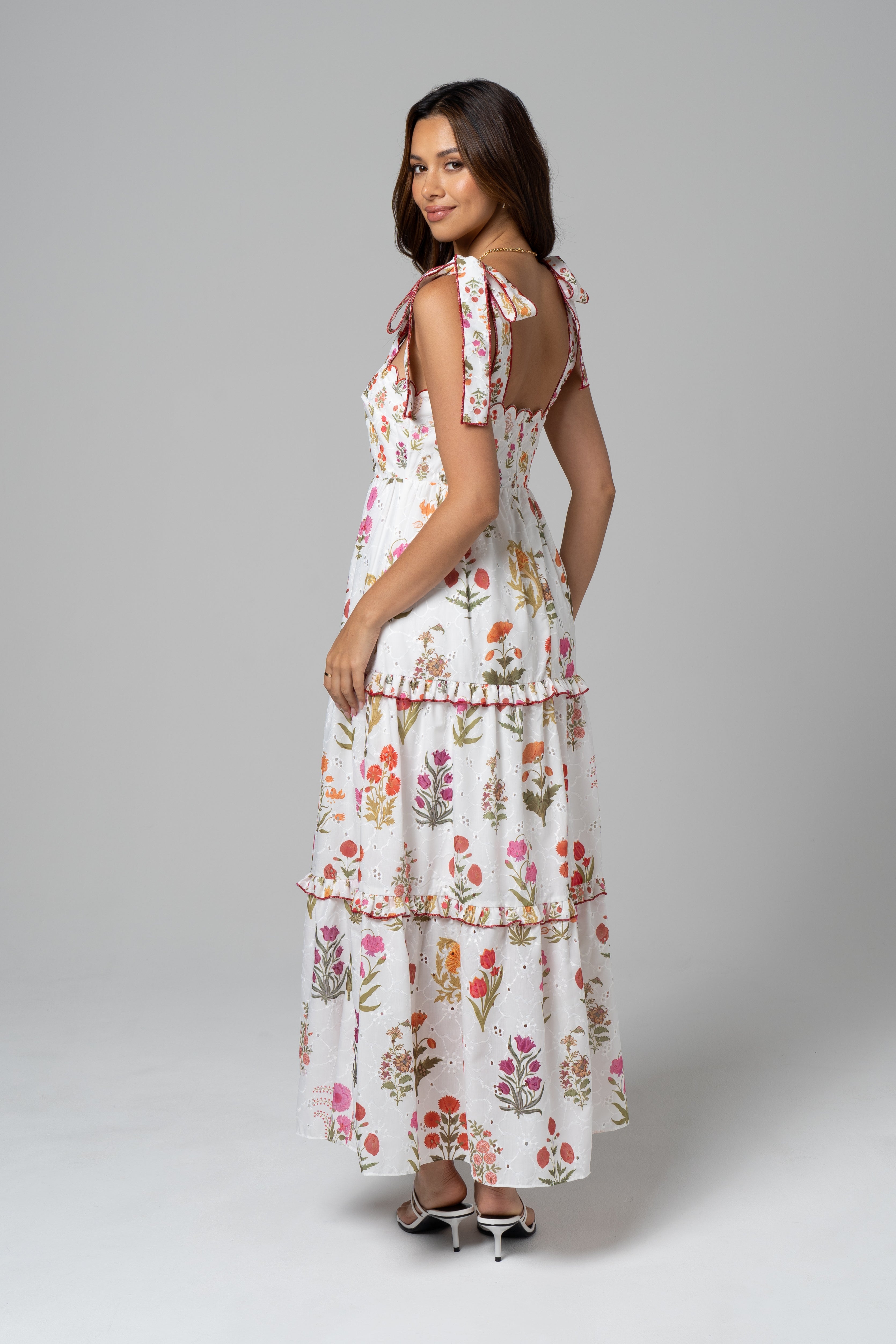 Ottilie Tie-Strap Floral Midi Dress