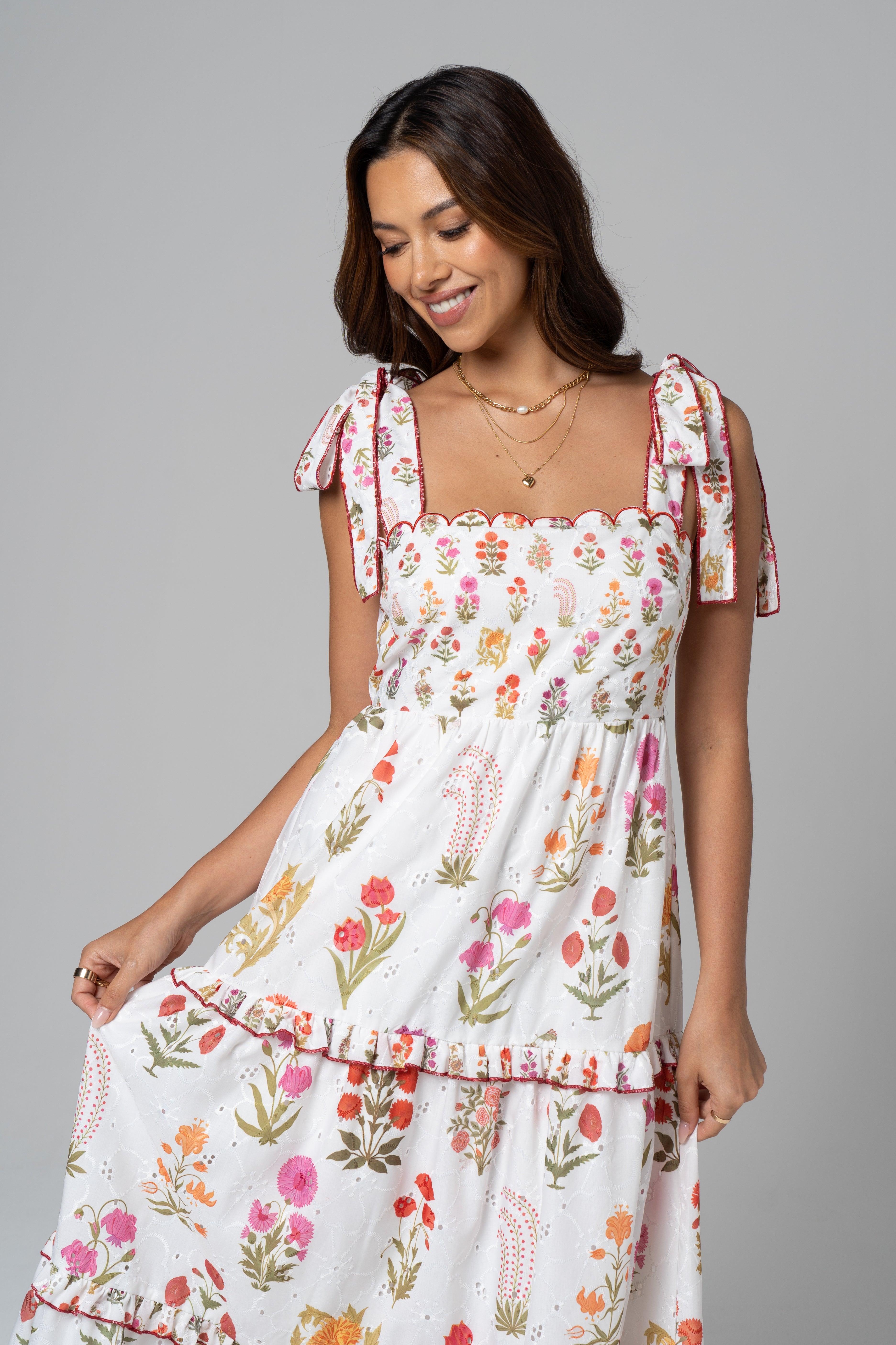 Ottilie Tie-Strap Floral Midi Dress