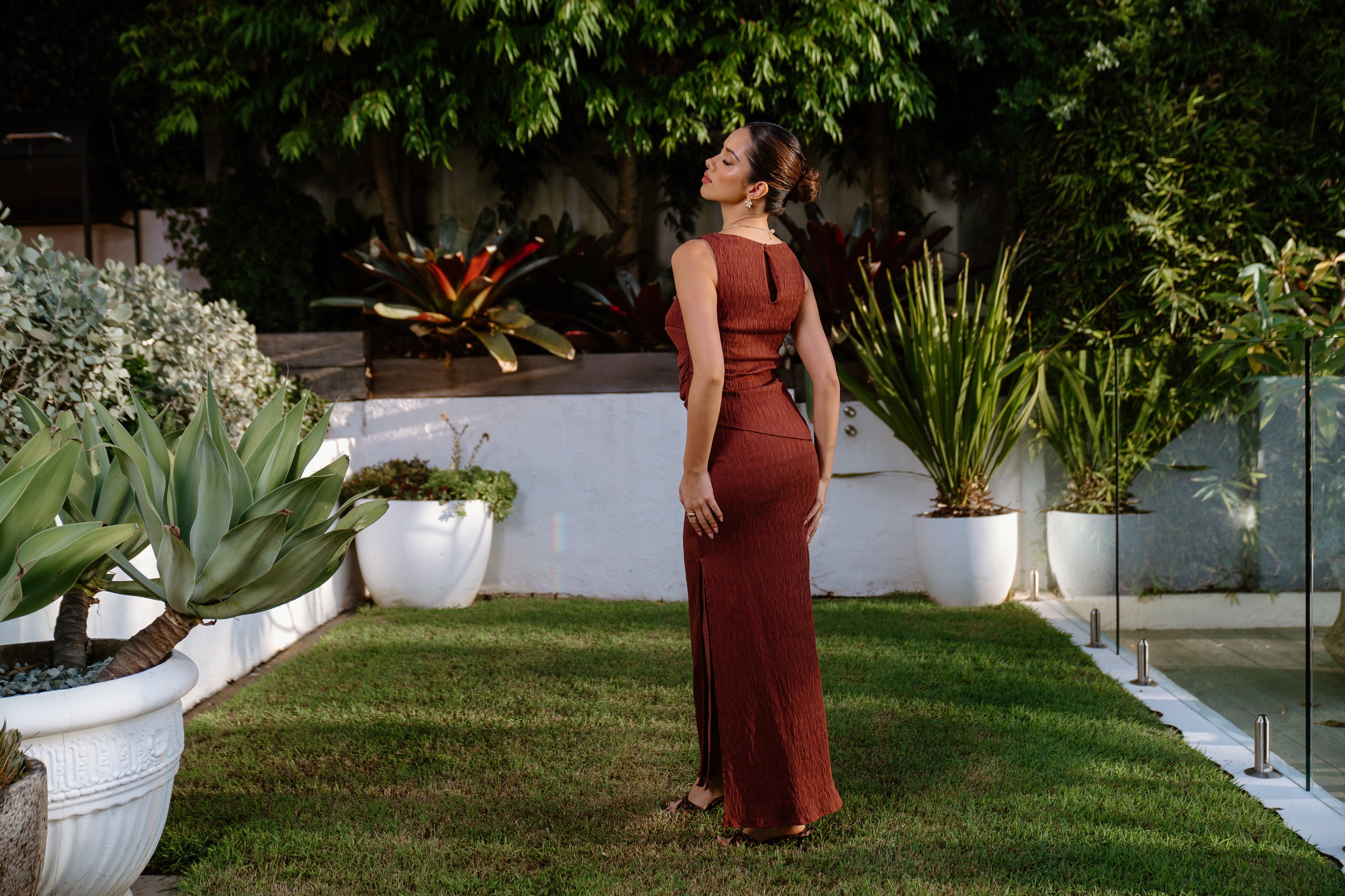 Tenille Two Piece Set - Asymmetrical Top & Midi Skirt