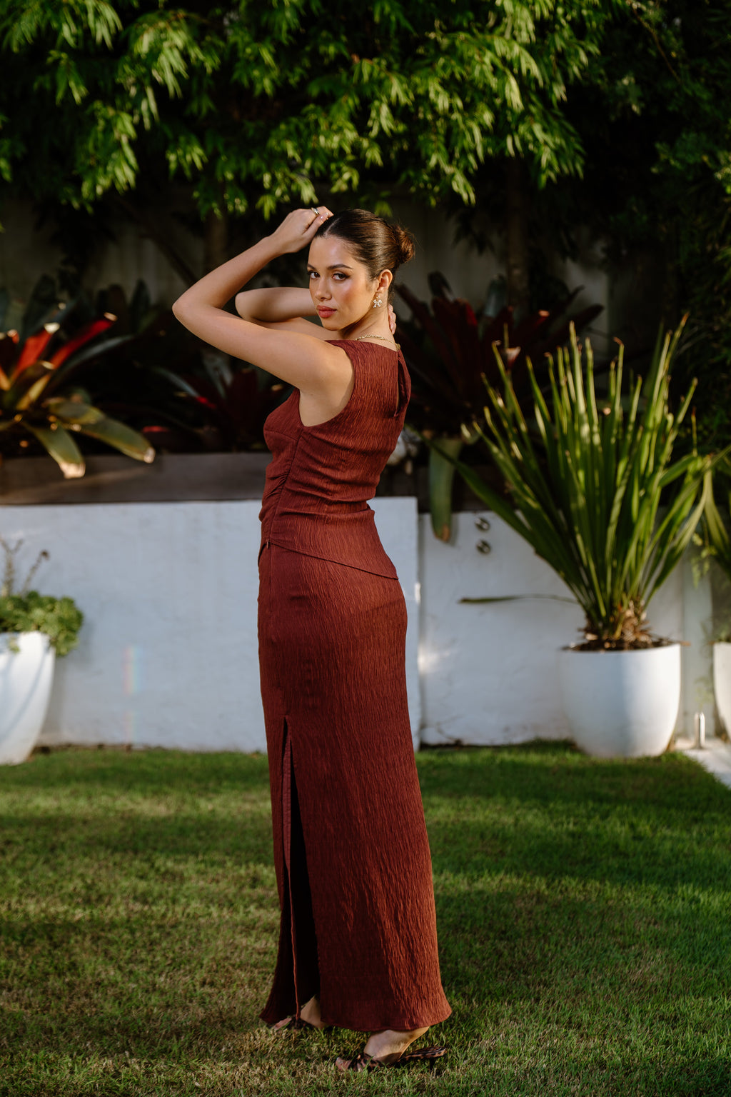 Tenille Two Piece Set - Asymmetrical Top & Midi Skirt