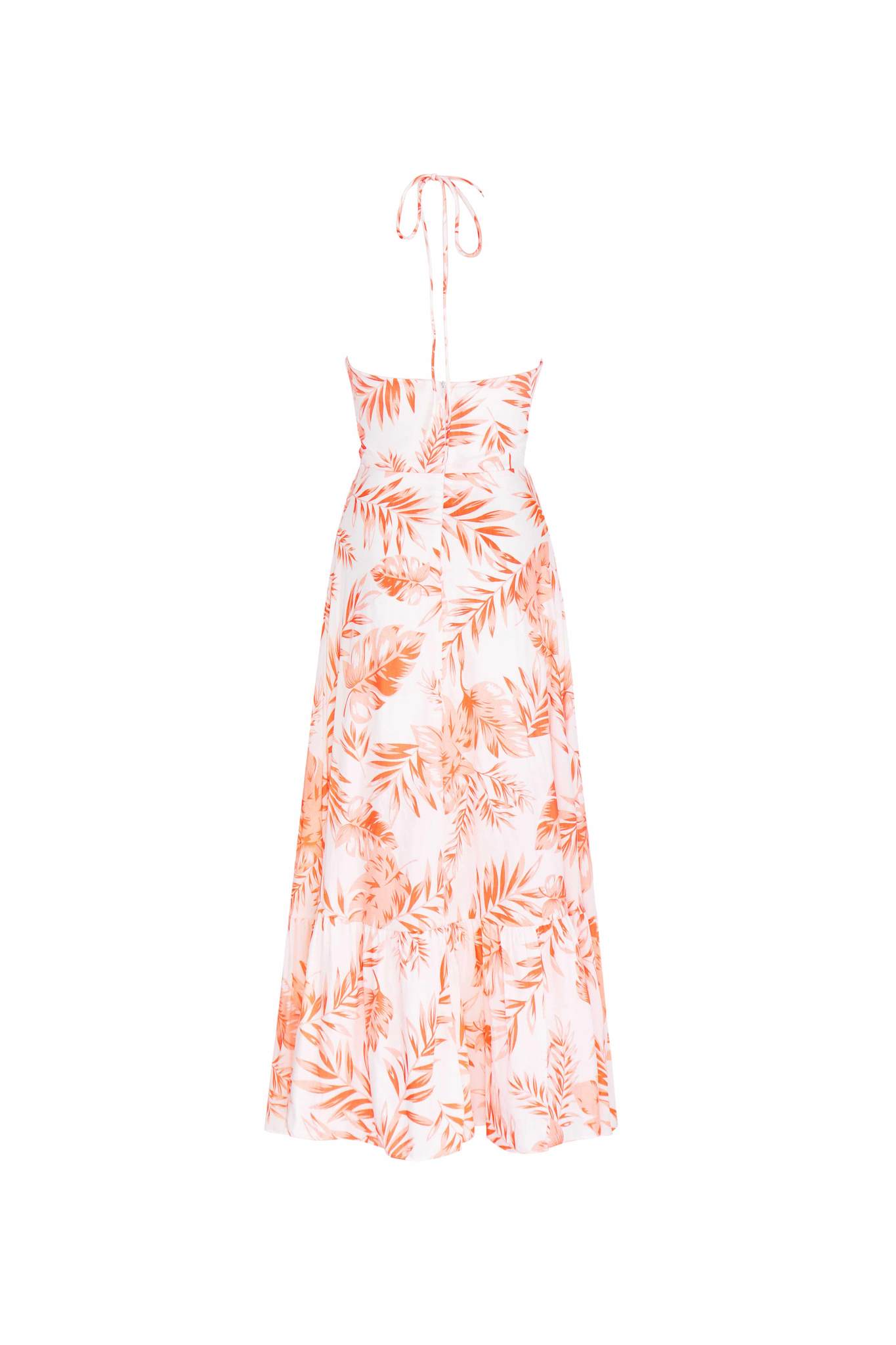 Talulah Orange Print Halter Neck Midi Dress