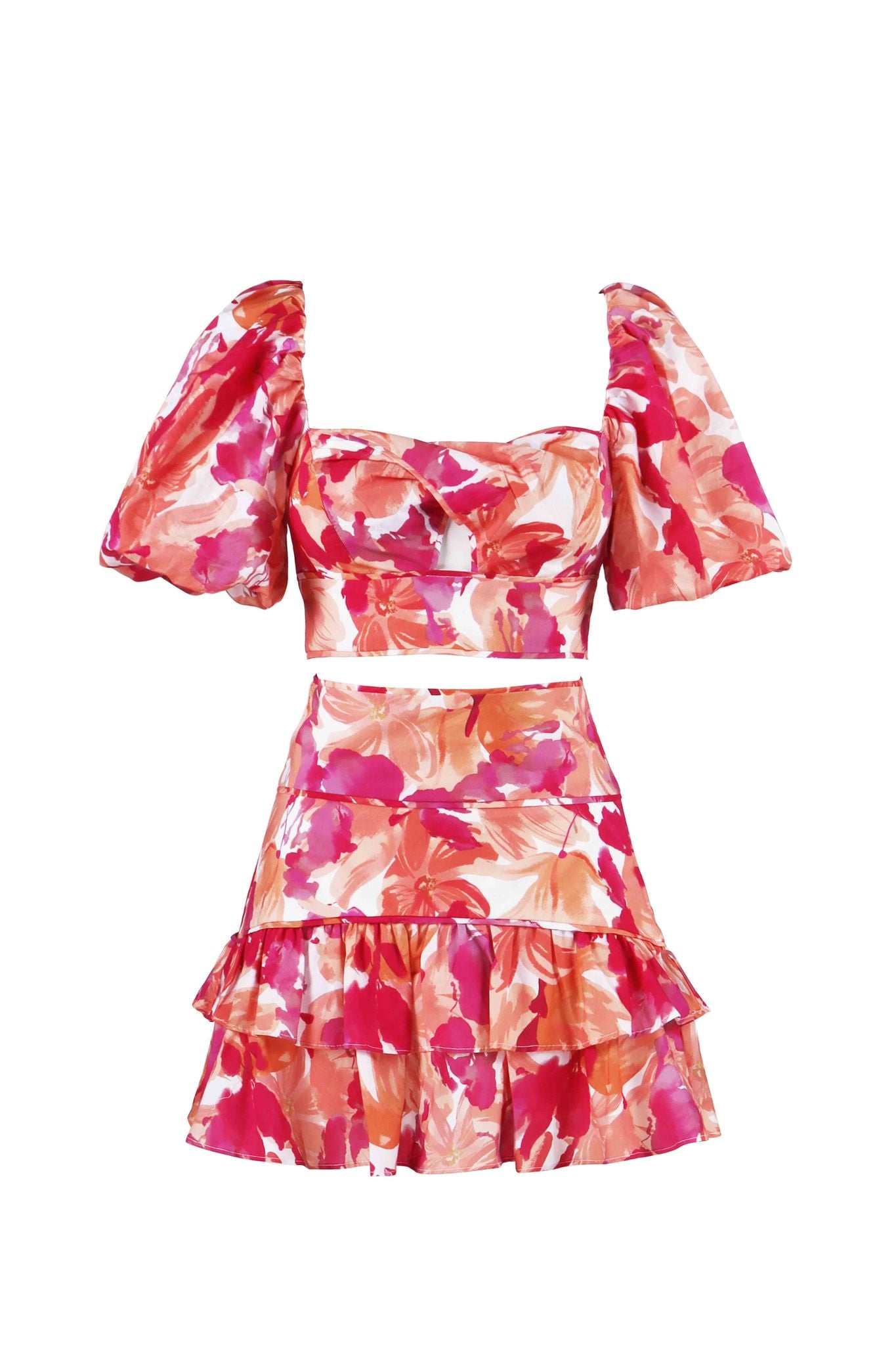 Corinna Two Piece Print Set - Top & Mini Skirt