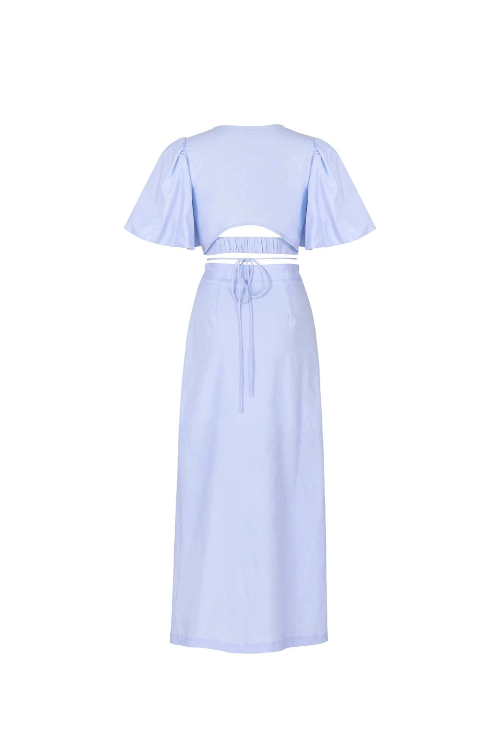 Dalia Two Piece Blue Set - Cropped Top & Midi Skirt