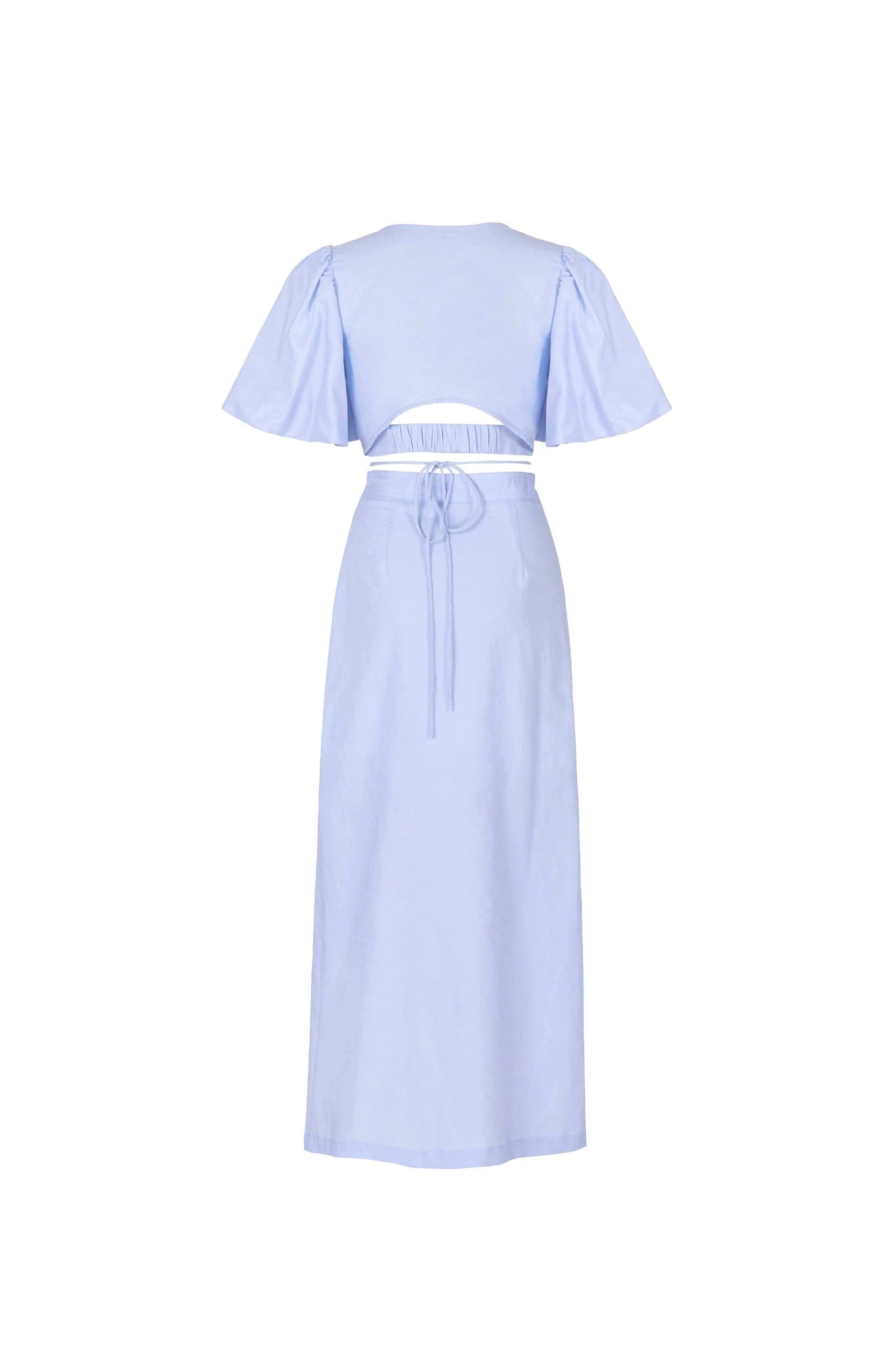 Dalia Two Piece Blue Set - Cropped Top & Midi Skirt