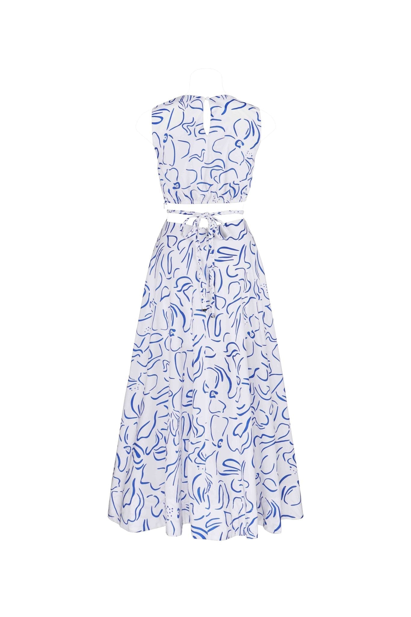 Bianca Blue Print Side Cut-Out Midi Dress