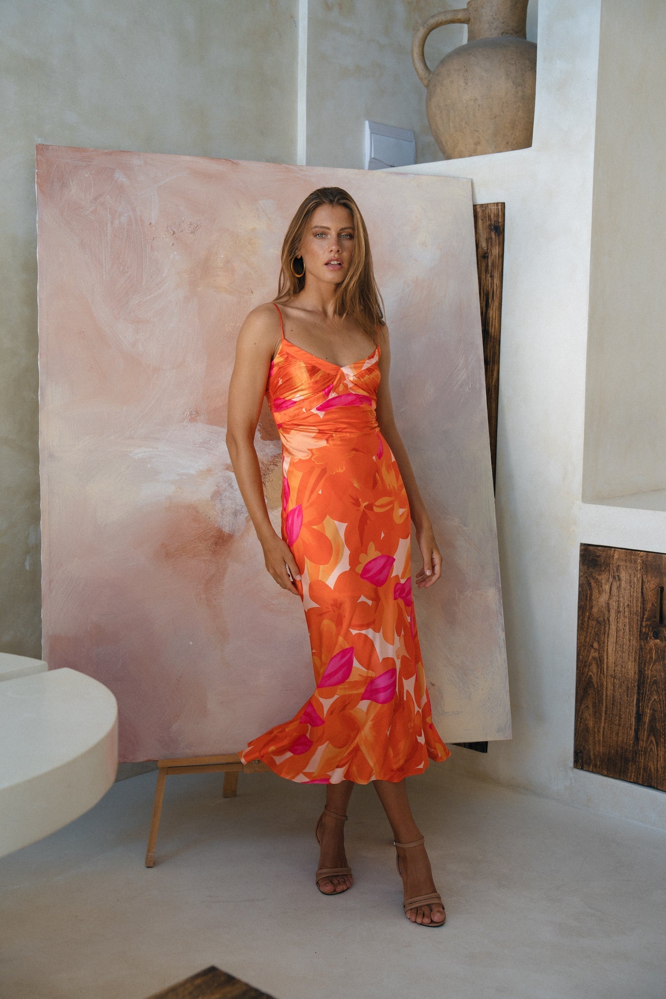 Luna Classic Satin Midi Dress